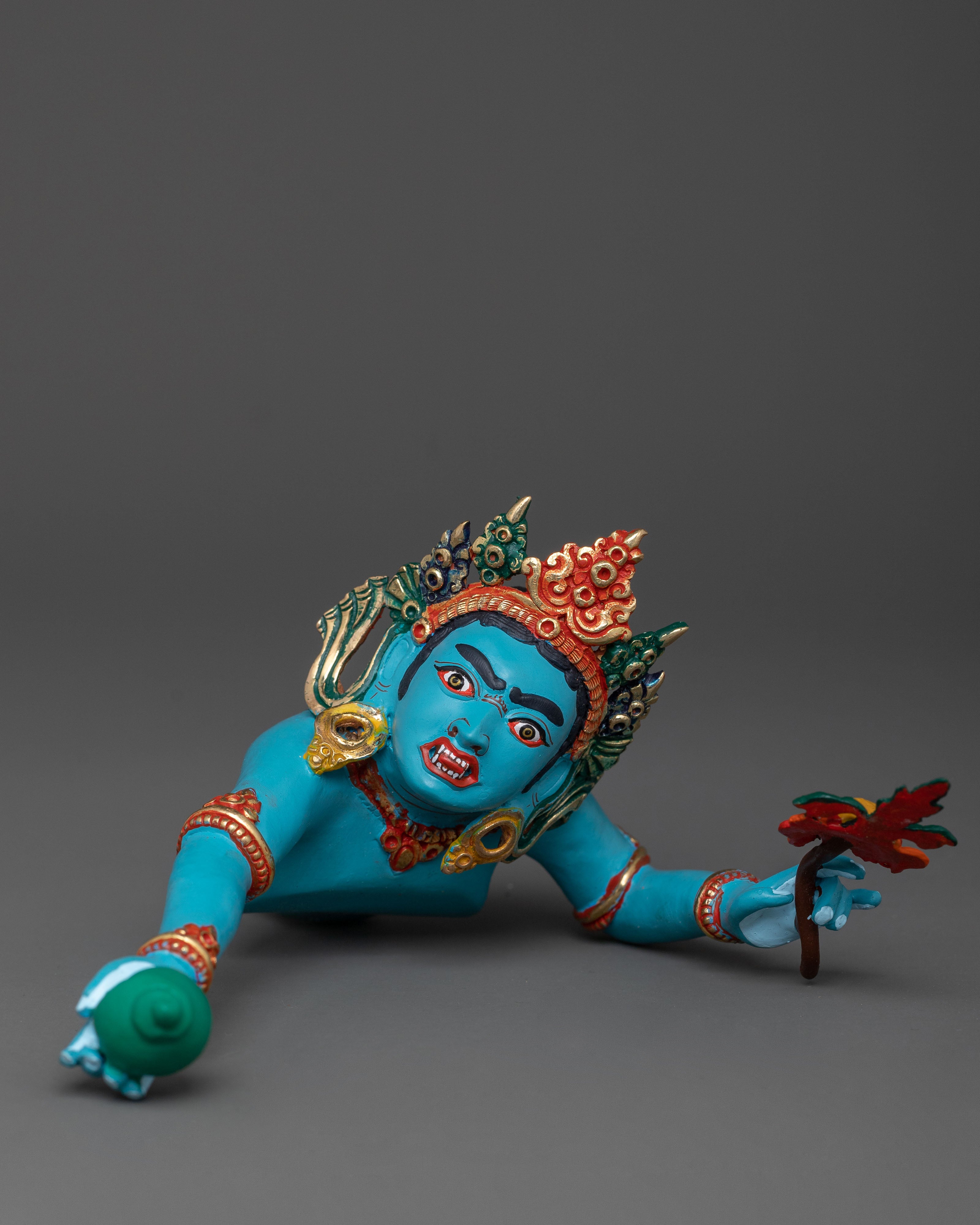 Green Dzambhala Sacred Idol | Buddhist Wealth Deity