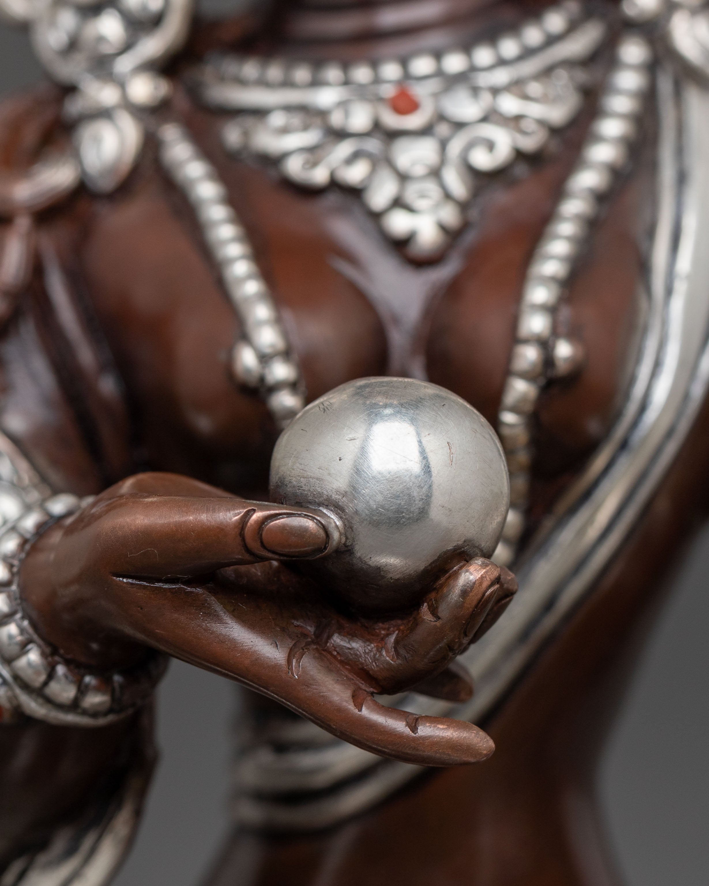 Kshitigarbha Spiritual Statue | Silver Plated Figure
