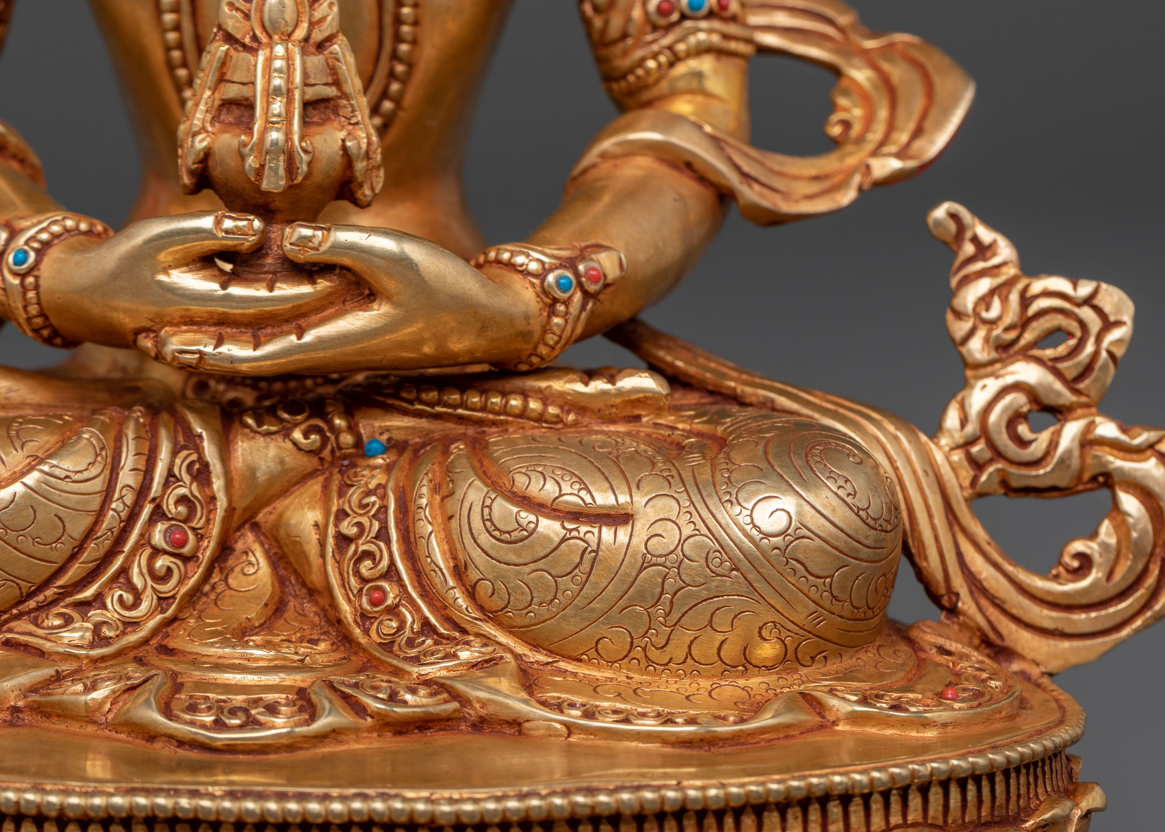 Amitayus Golden Statue: Holding Long Life Vase