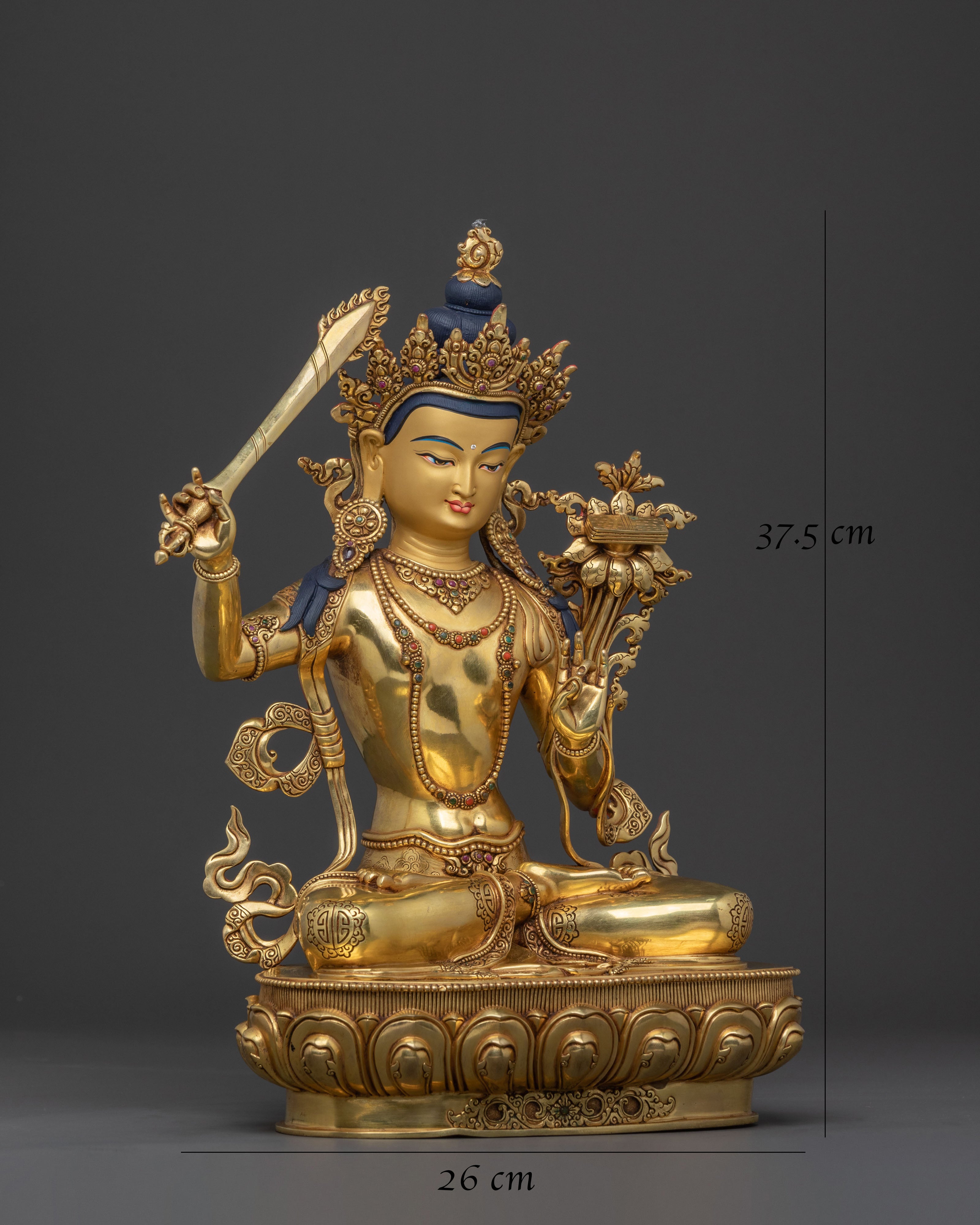 Manjushri Divine Statue | 24K Gold Gilded Figure
