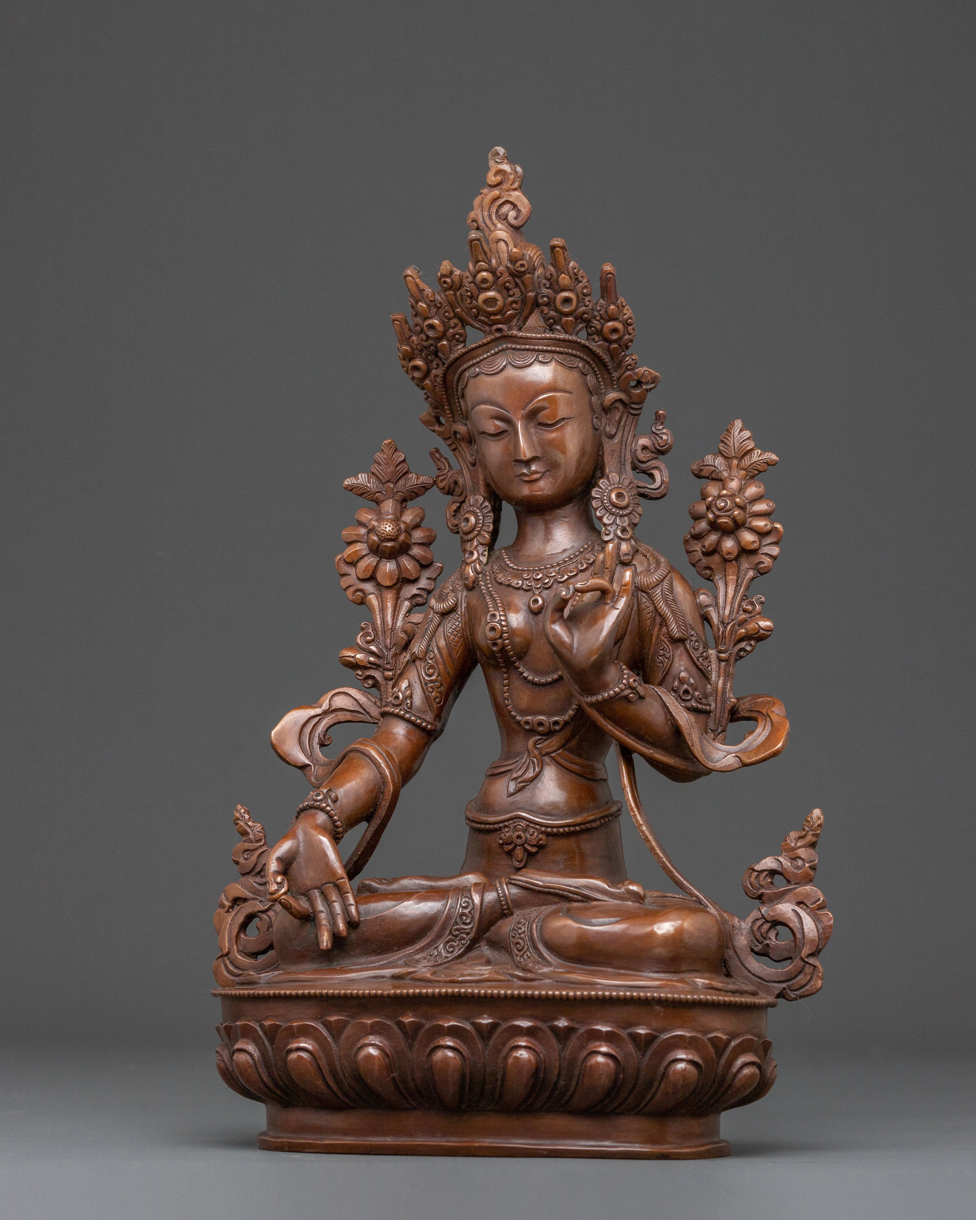 White Tara Sacred Copper Statue – Artisanal Finish