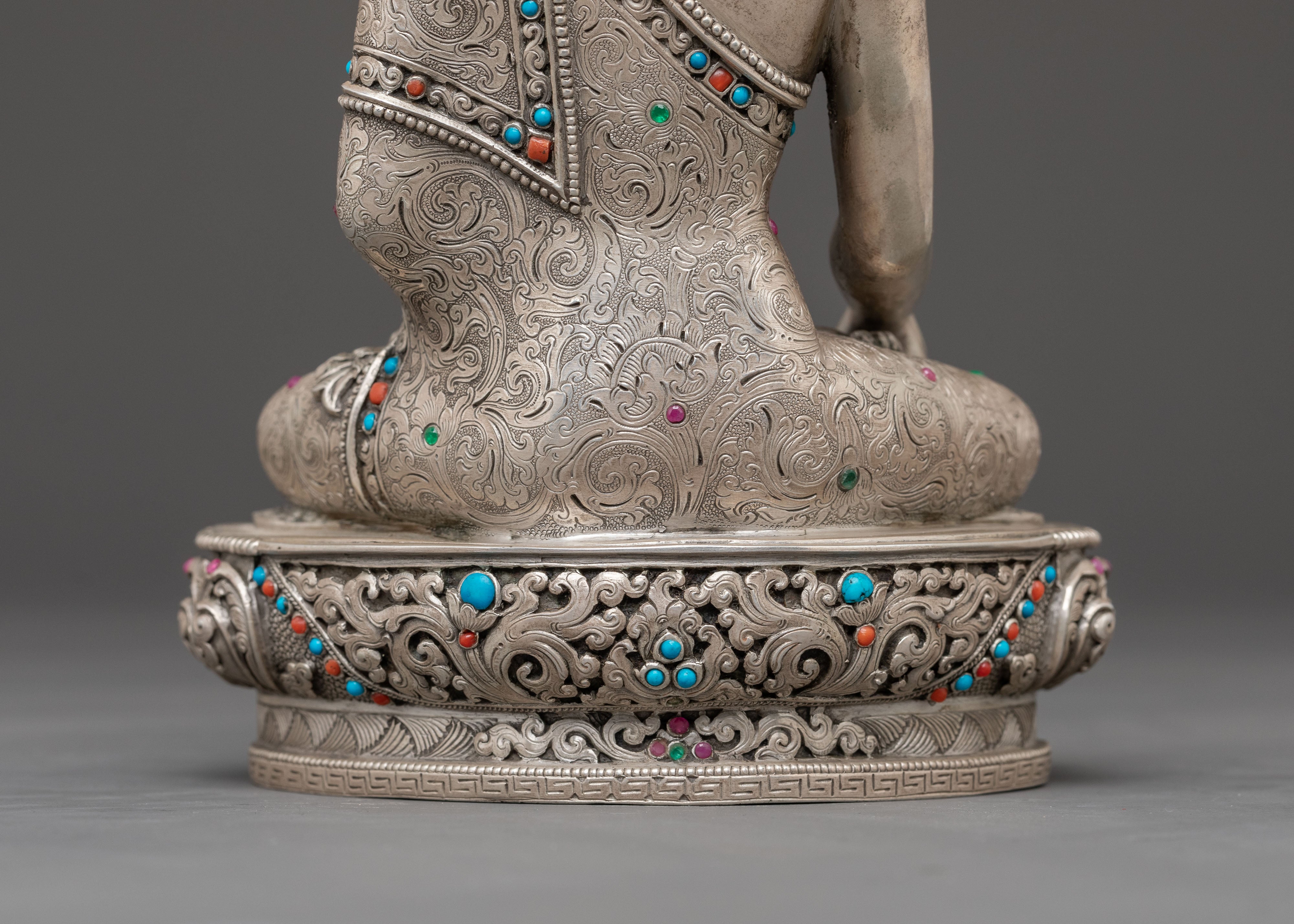 Wisdom Master Shakyamuni Statue: 92.5 Silver Sculpture