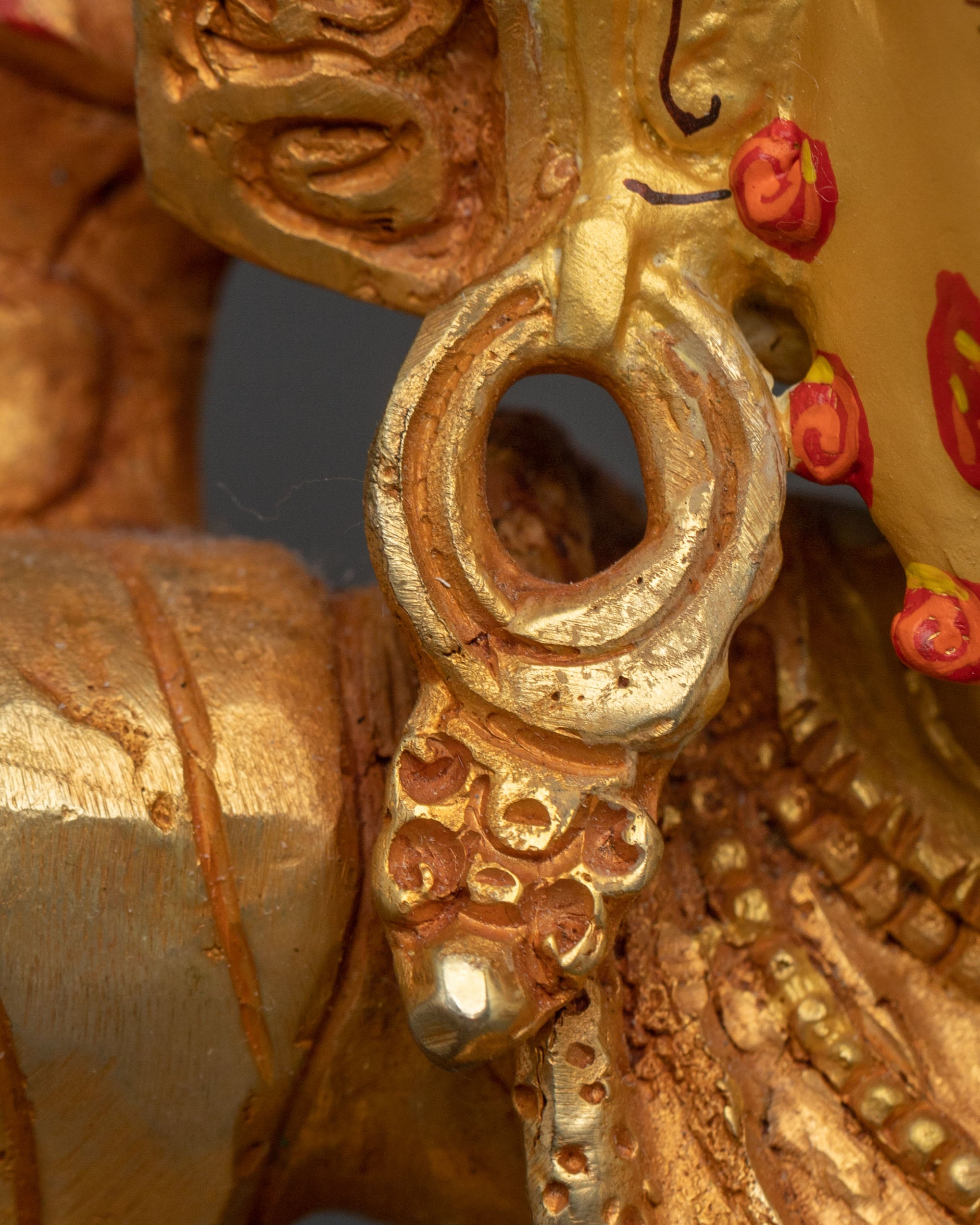 24K Gold Gilded Vajrapani Statue: Wrathful Deity and Thunderbolt Holder