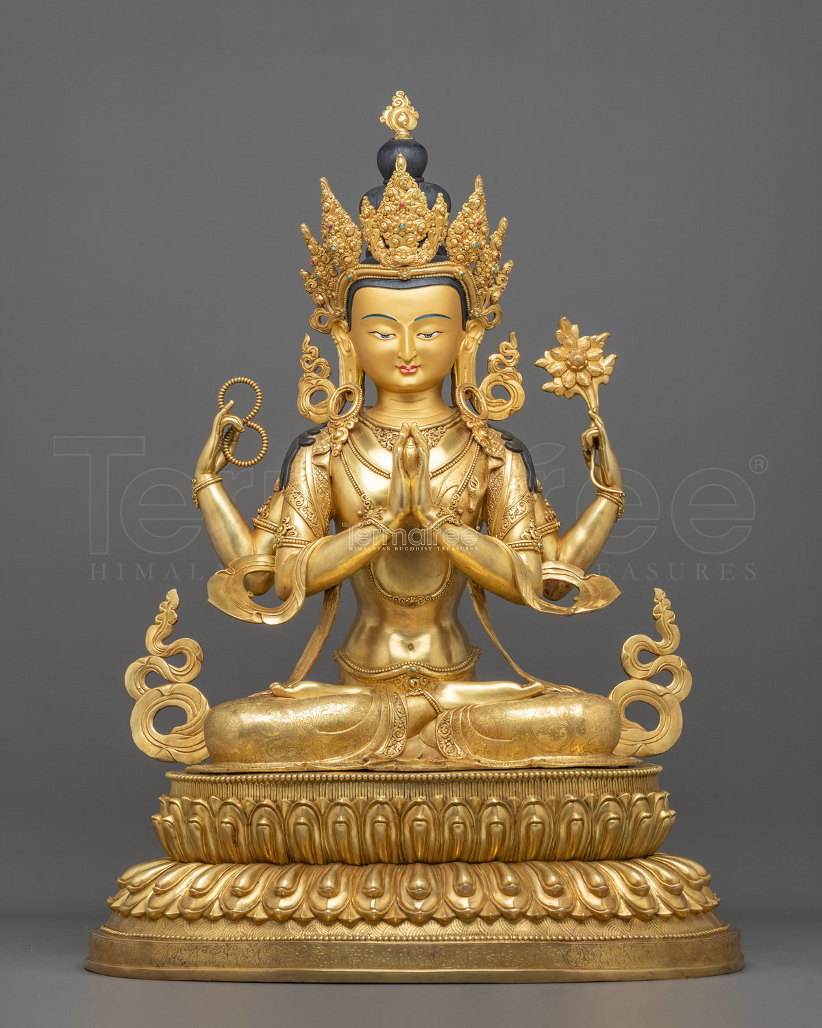 Chenrezig 24K Gold Gilded Figurine | Compassionated One