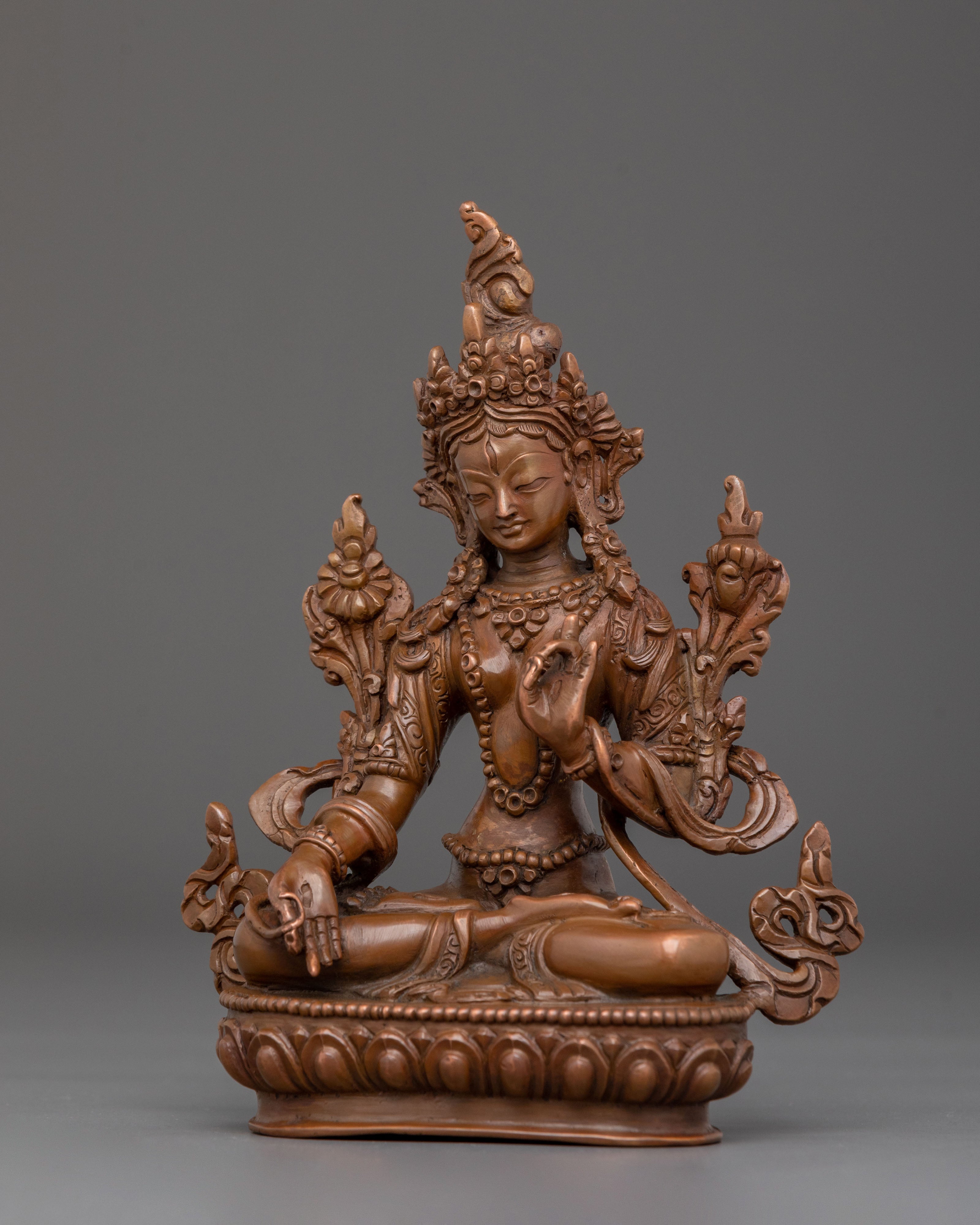 White Tara Statue | Oxidized Copper Serenity