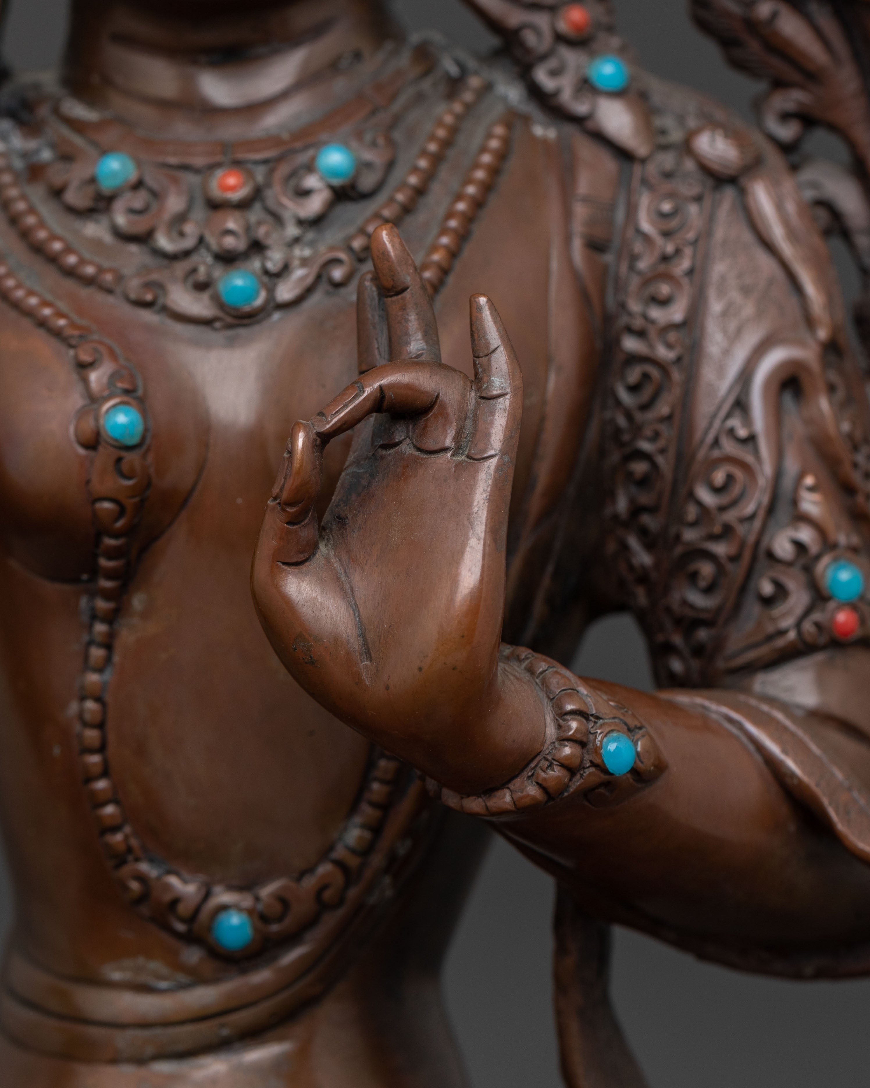 White Tara Copper Statue for Spiritual Decor | Traditional Sculpture