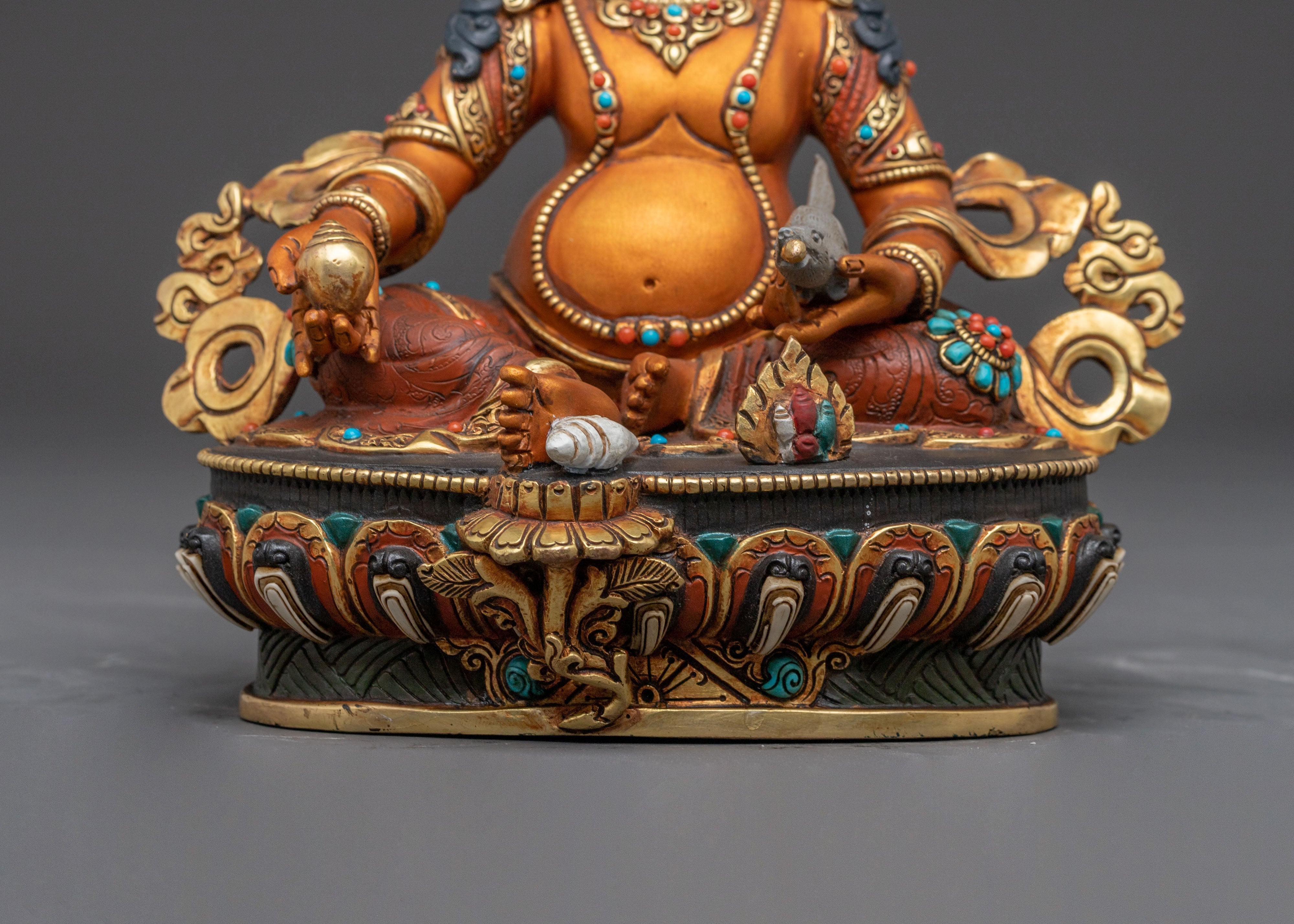 24K Gold Gilded Copper Dzambhala Statue – Exquisite Artisanal Masterpiece