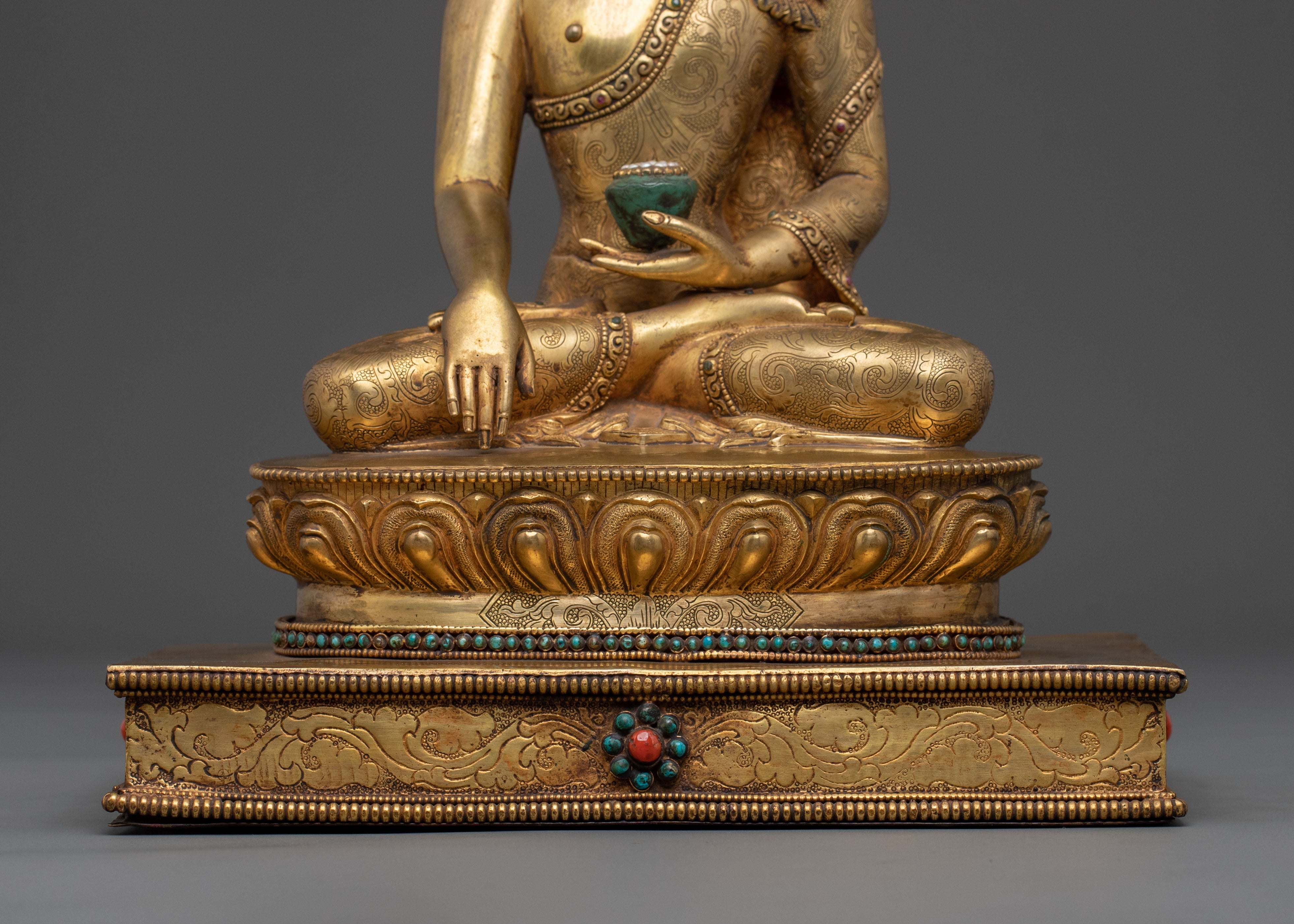 Sacred Three Buddha Handcrafted Statue Set in Premium 24K Gold