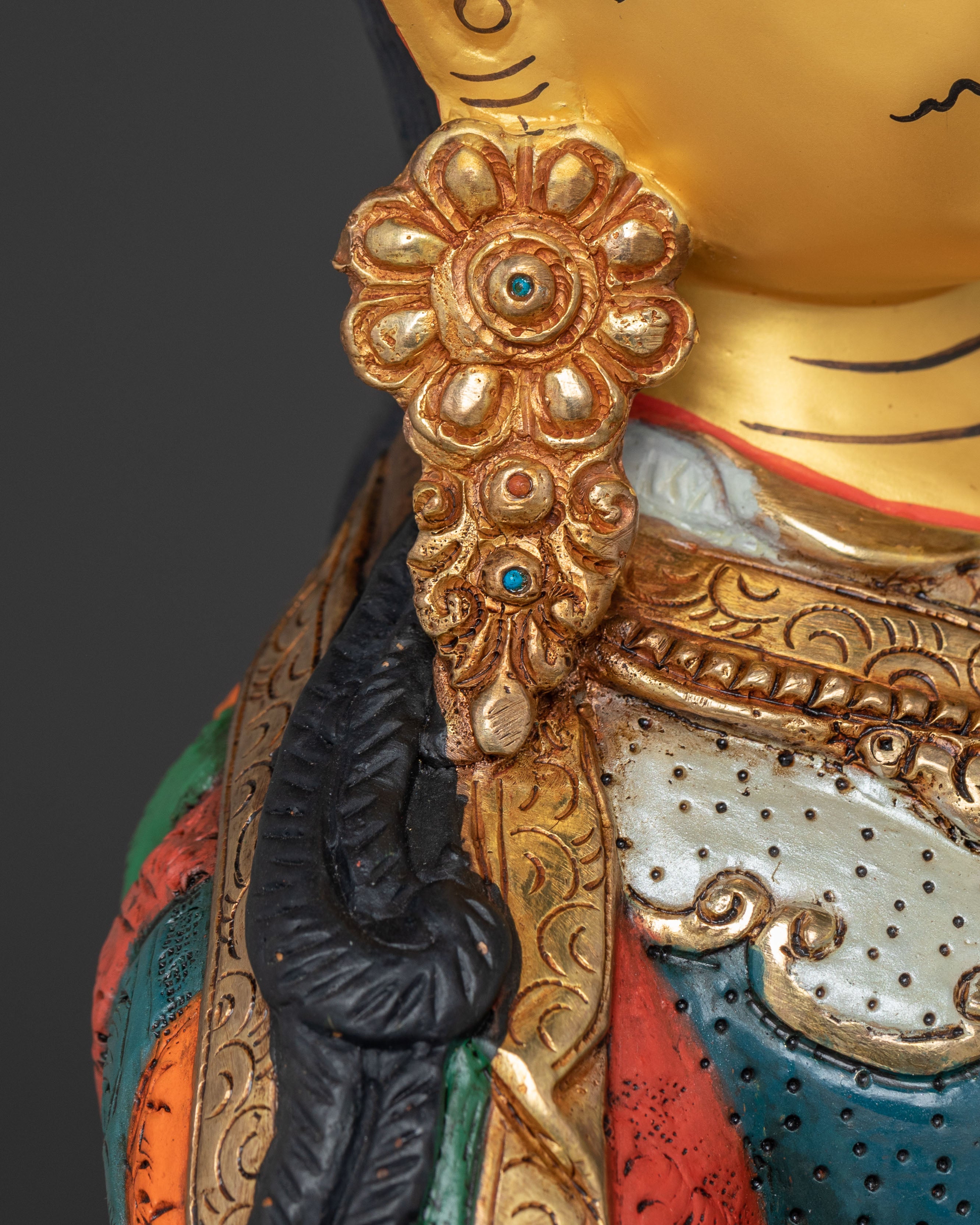 Vibrant Guru Rinpoche Statue | Guru Rinpoche Copper Sculpture