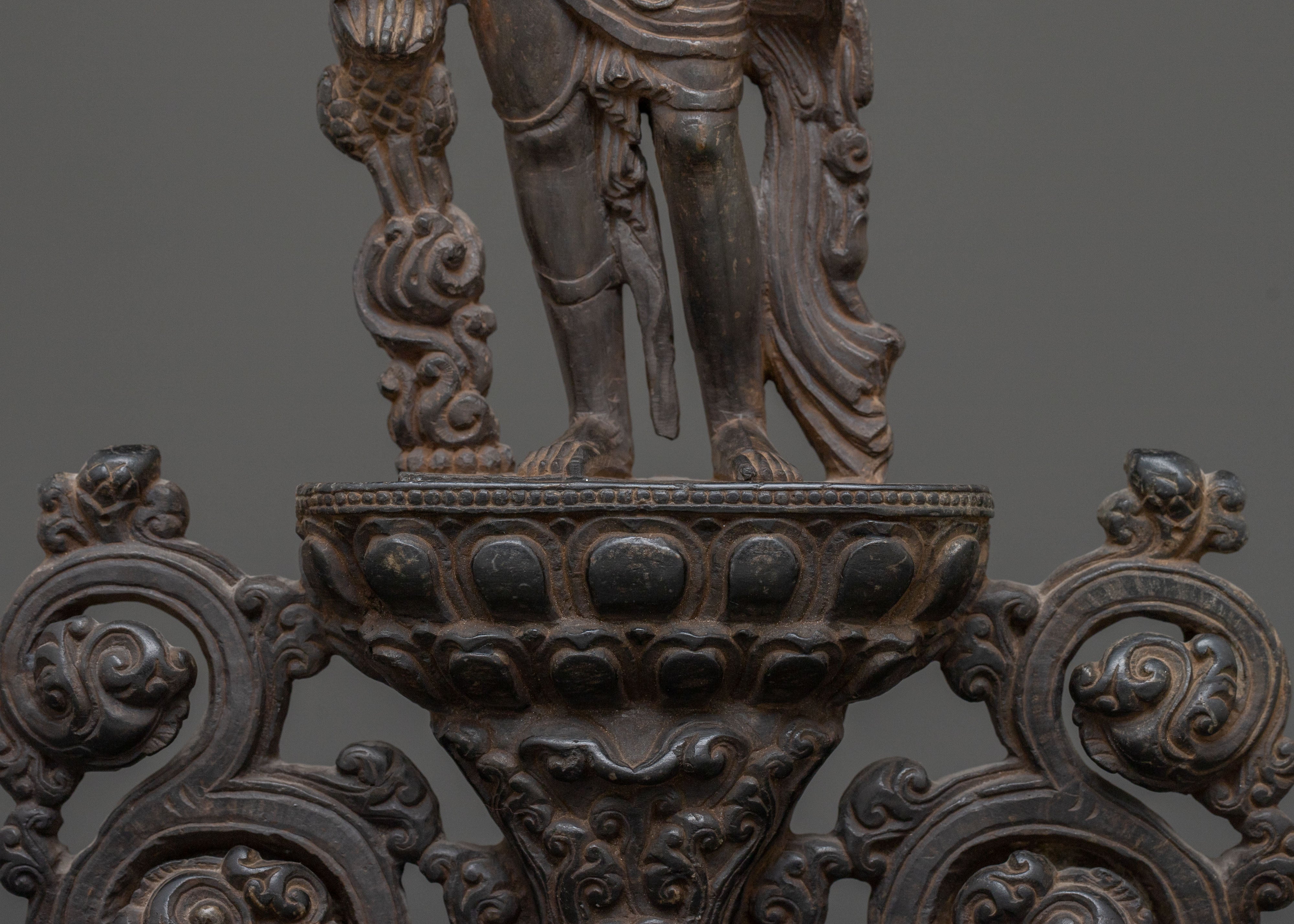 Padmapani Sacred Statue | Black Stone Body