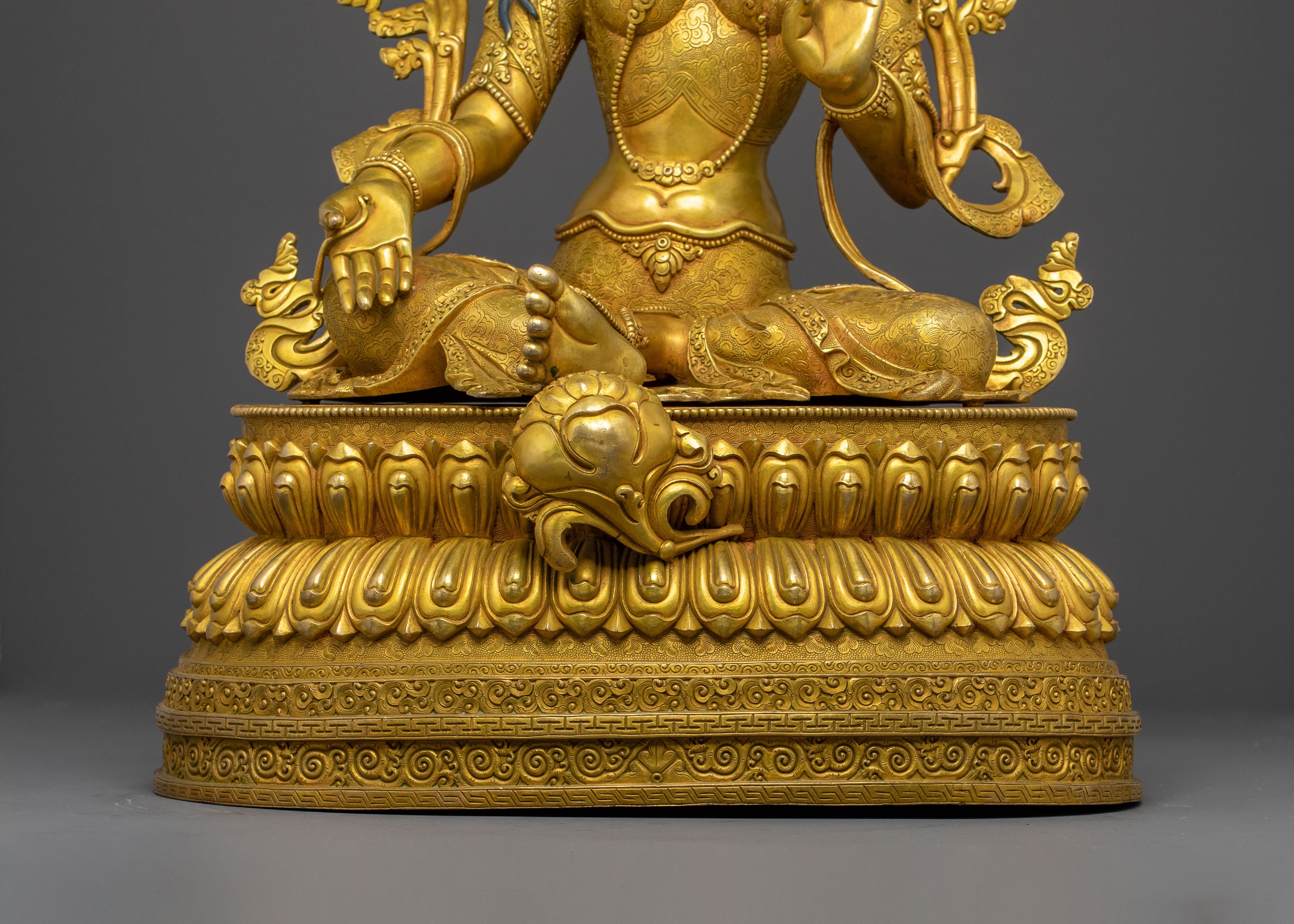 Green Tara Healing Deity Statue – 24K Gilded Serenity