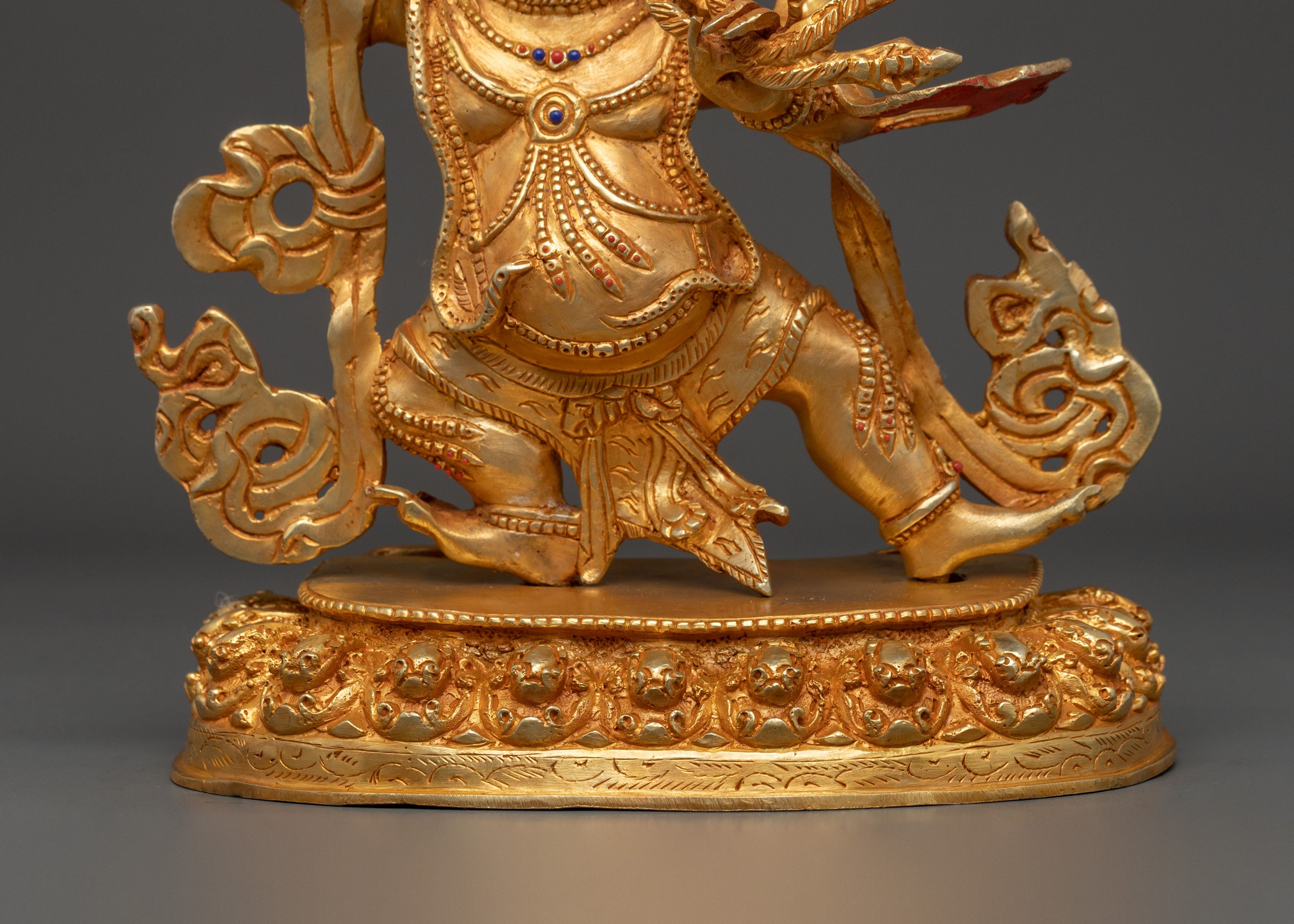 24K Gold Gilded Vajrapani Statue: Wrathful Deity and Thunderbolt Holder