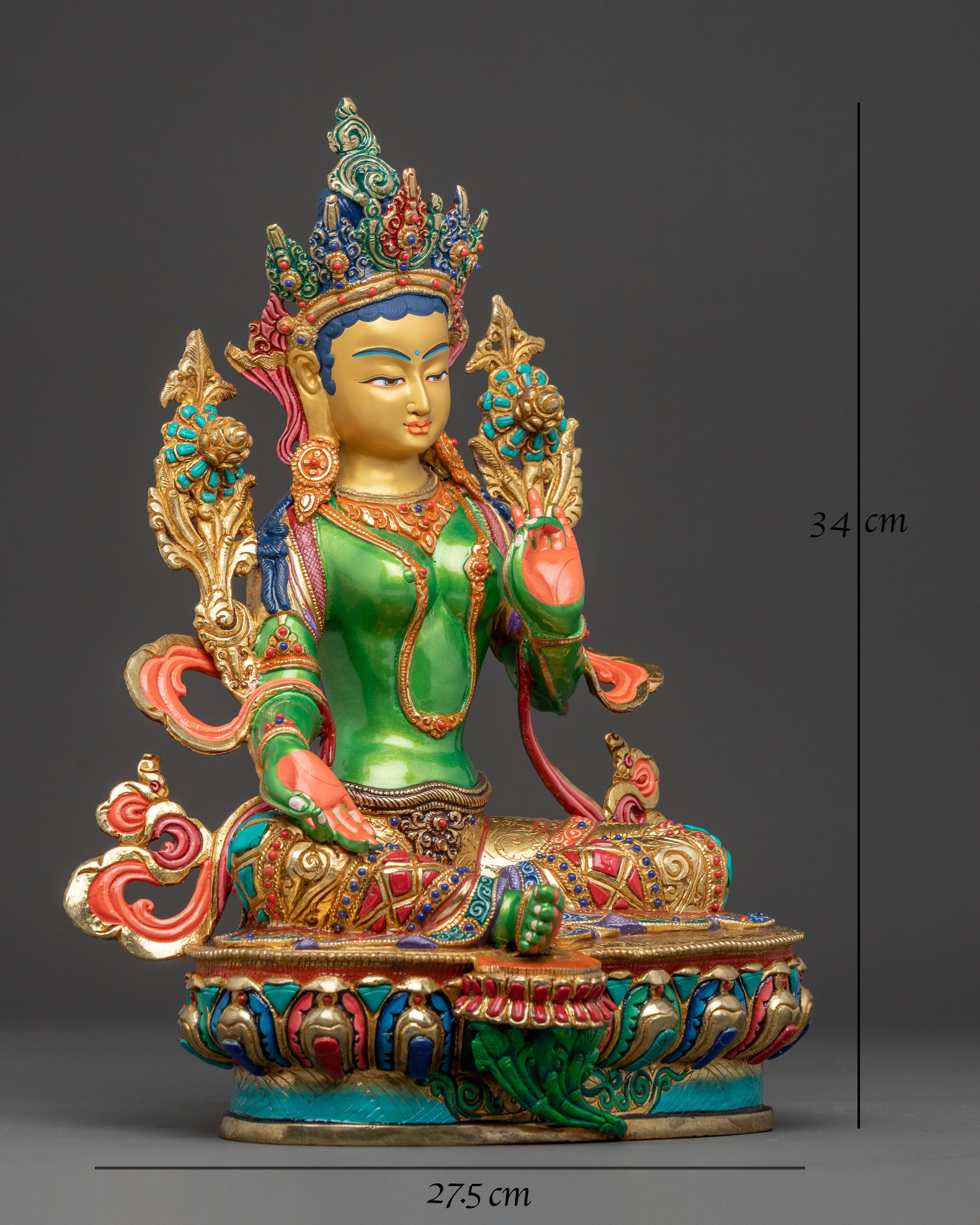 Handmade Mother Green Tara Statue | Compassion Goddess