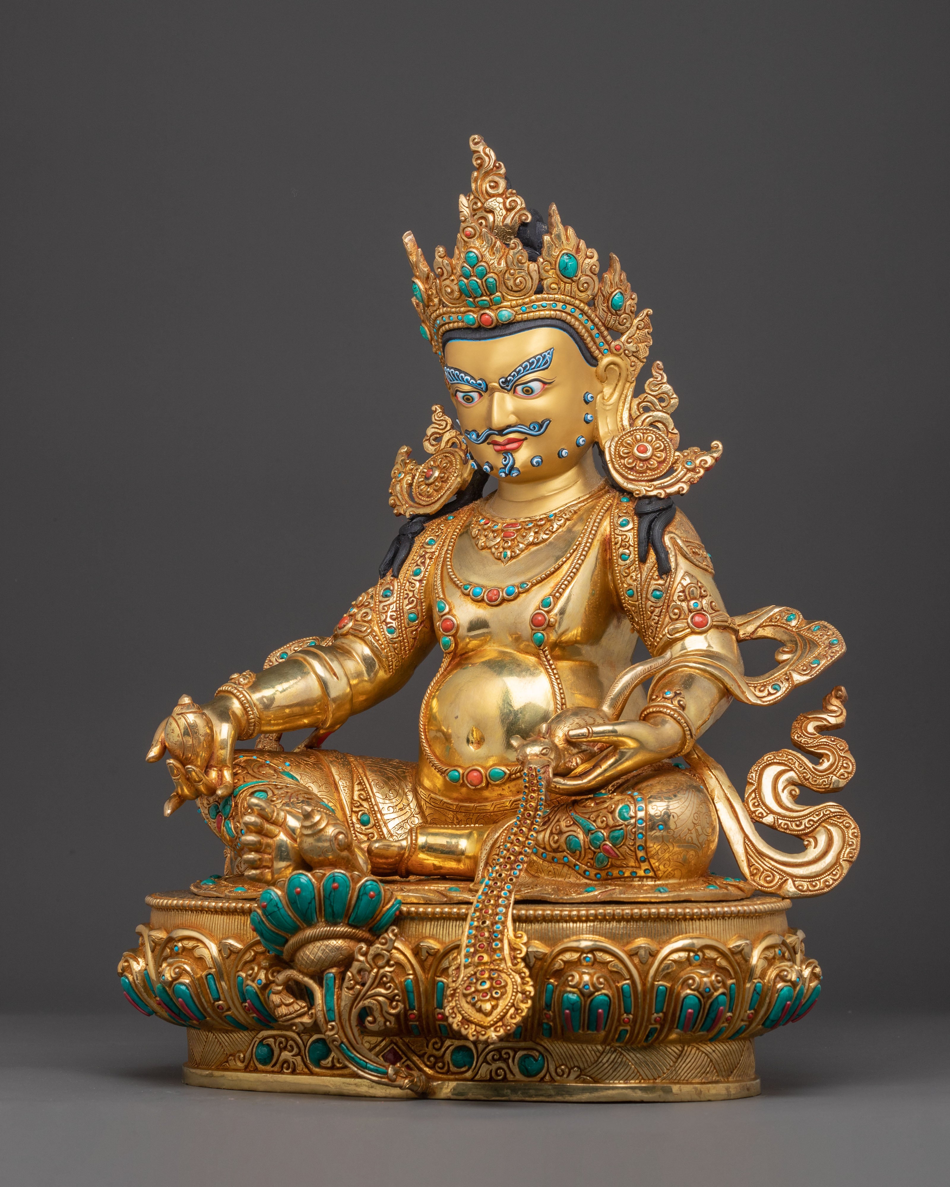Handmade Sacred Dzambhala Statue: Buddhist God of Wealth