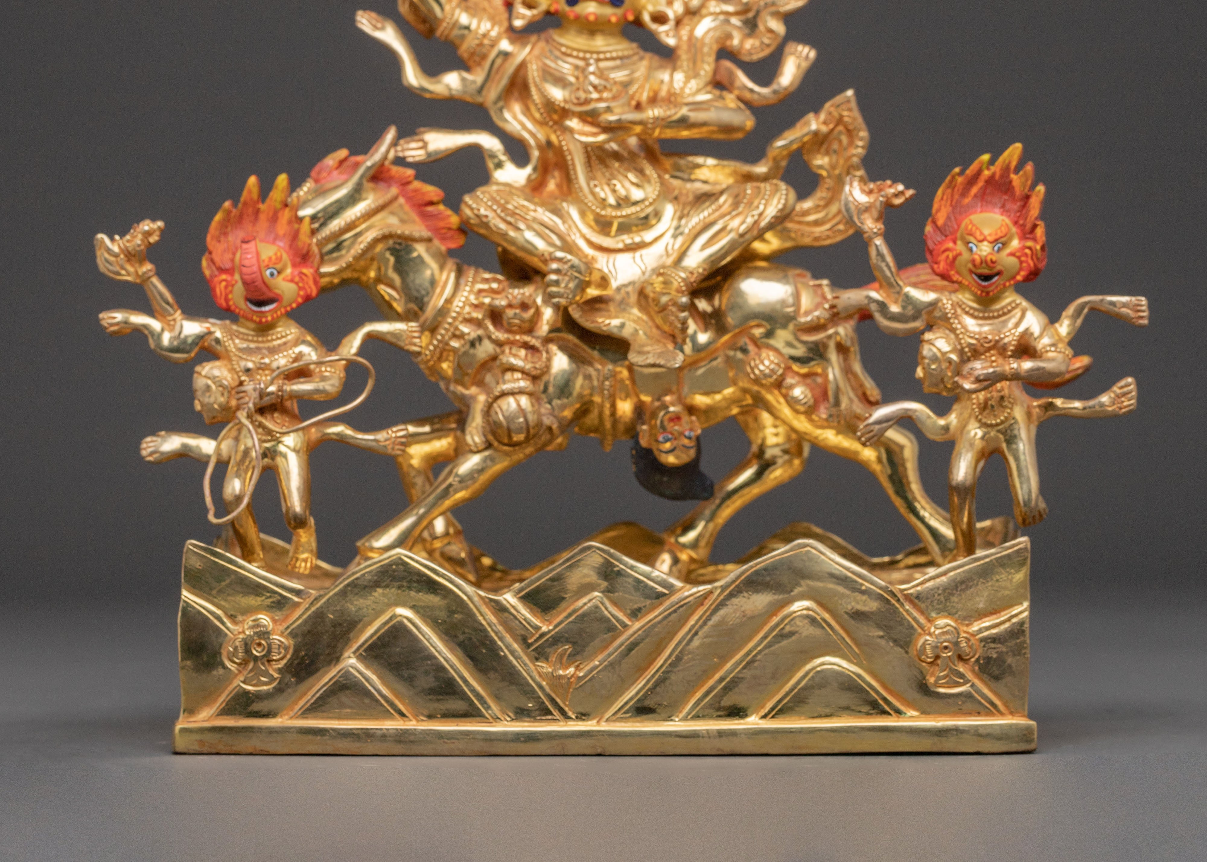 Palden Lhamo Wrathful Statue – Hand-Gilded Copper Art
