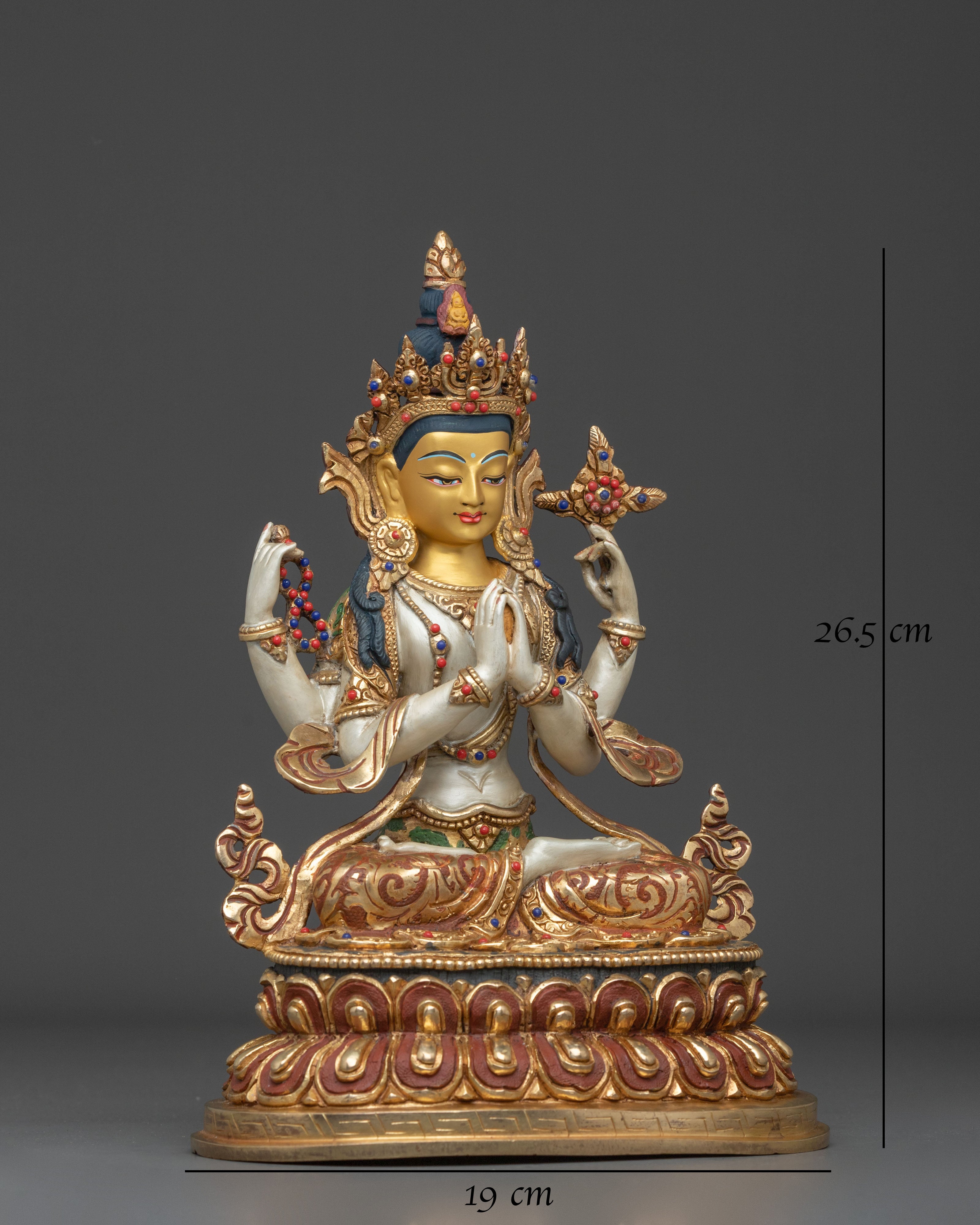 Compassionate Chenrezig 24K Gold Coated Figurine
