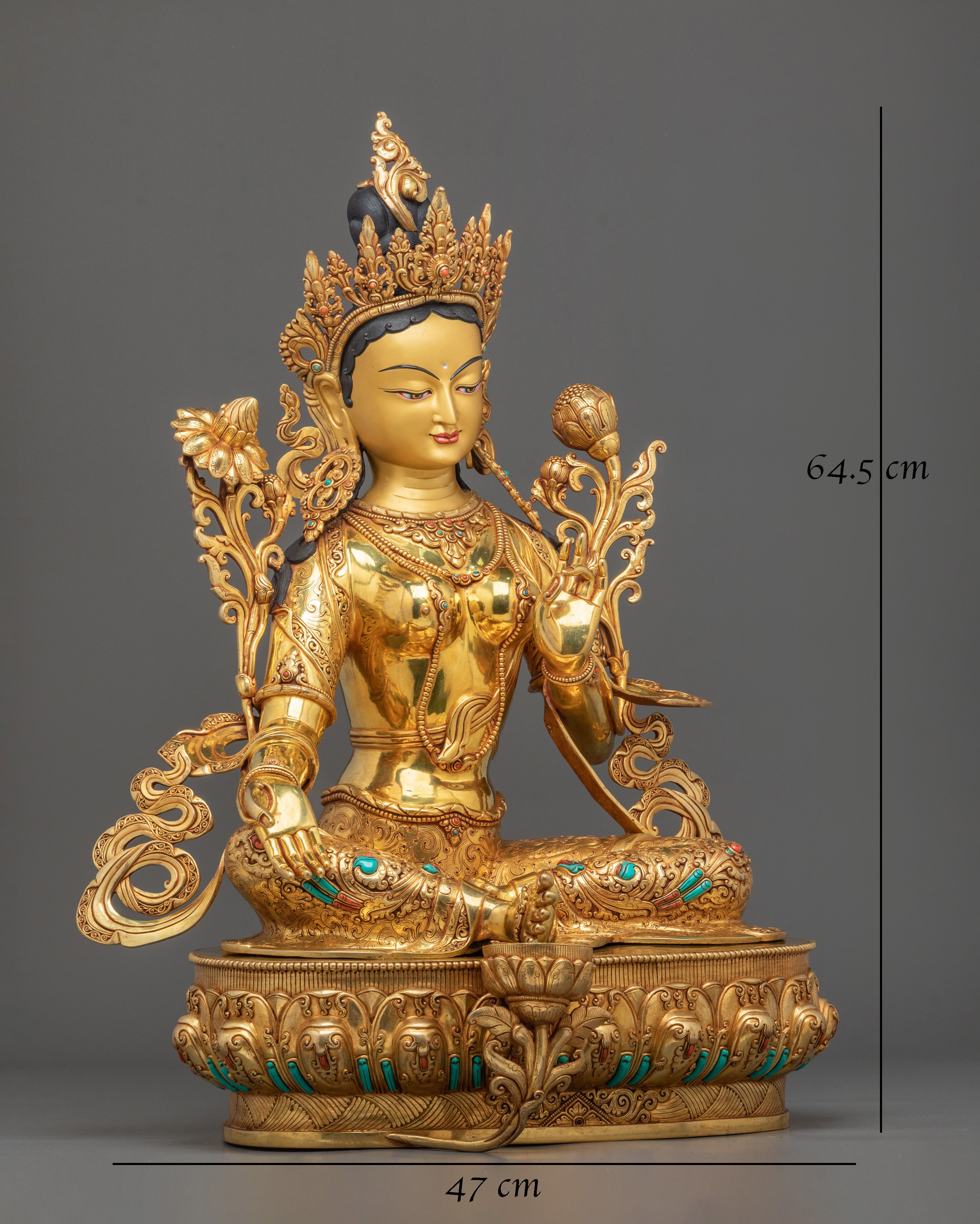 Mother Green Tara Statue | Copper Figurine for Altars