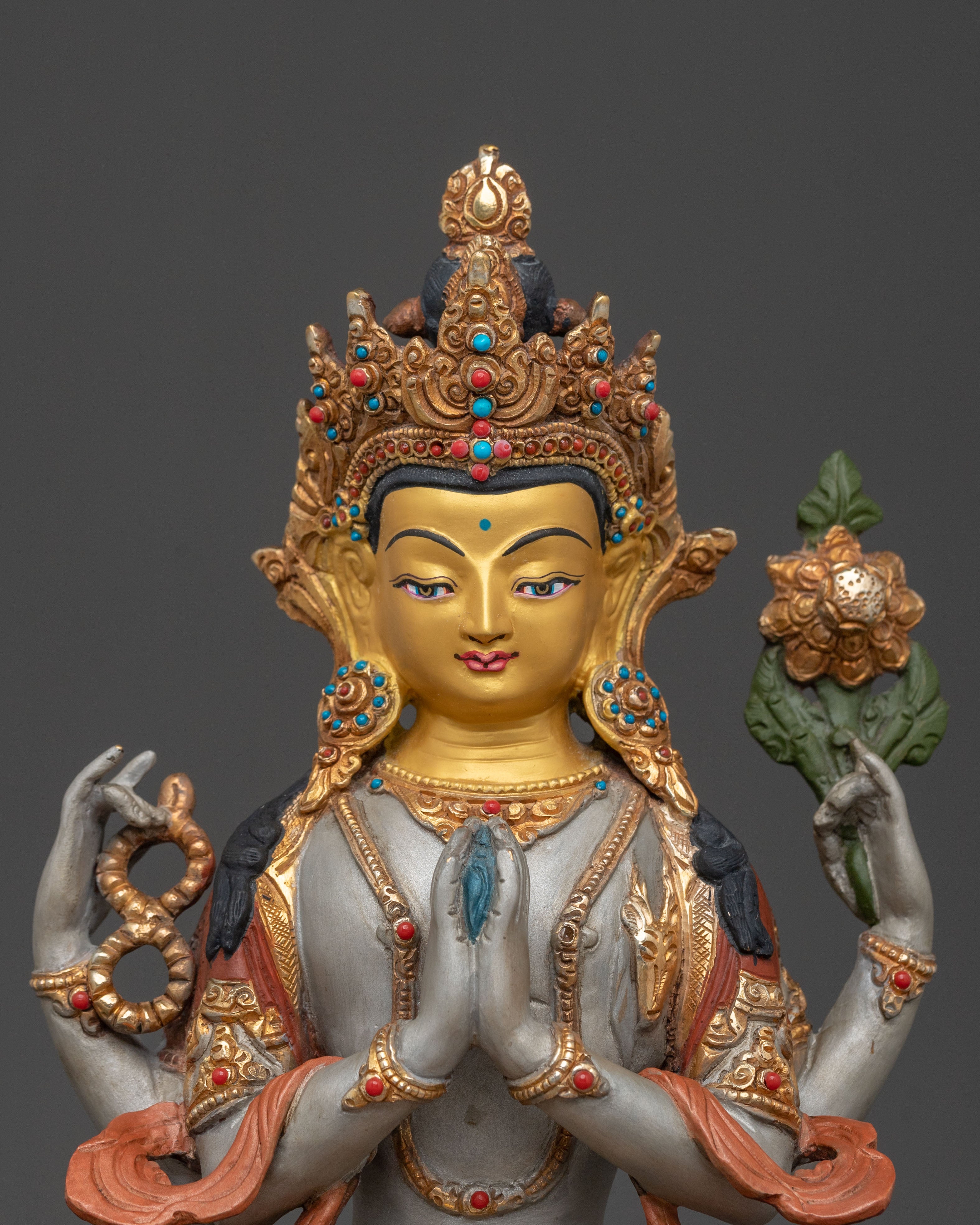24K Gold Gilded Sacred Statue Set of Six Bodhisattva