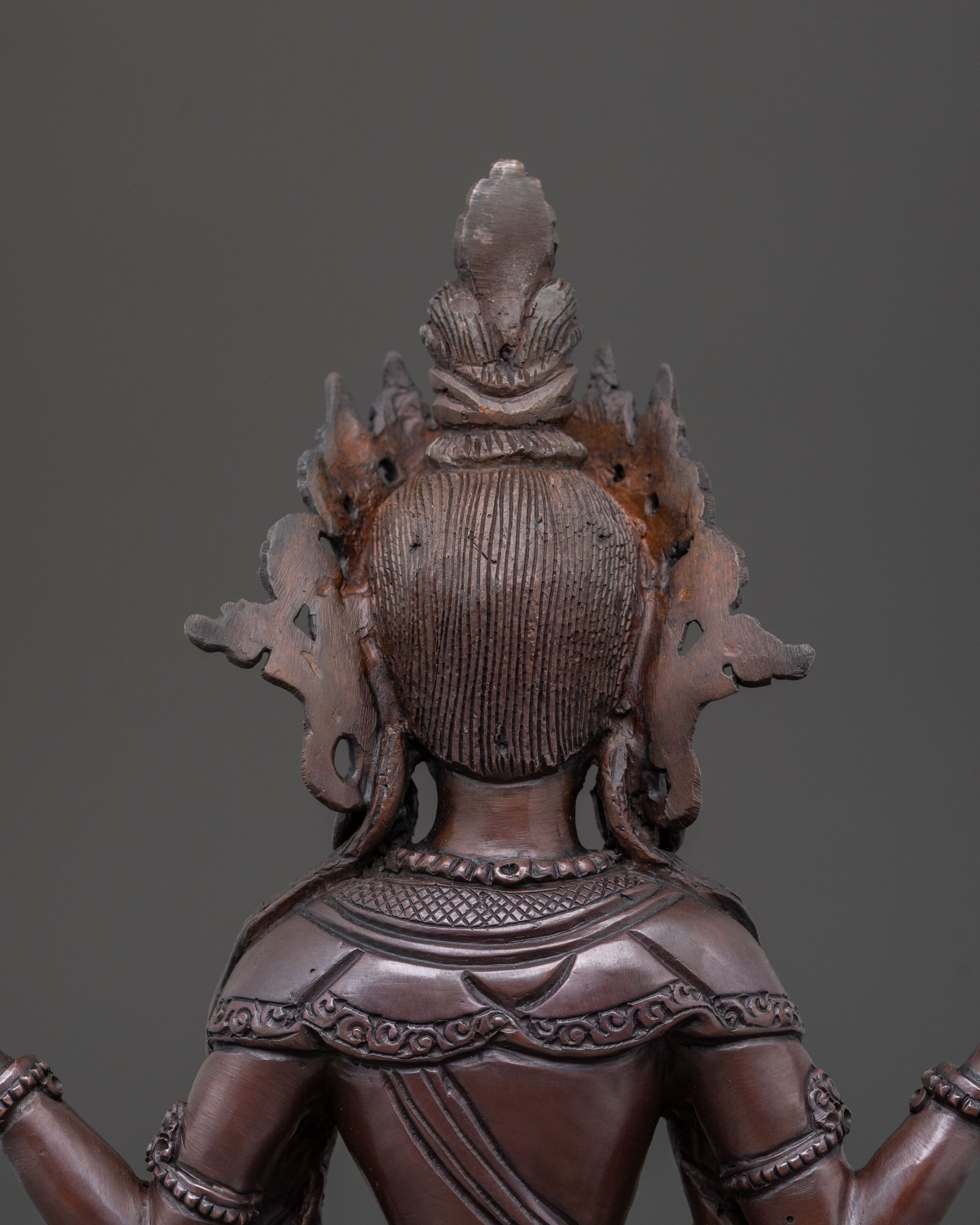 Prajnaparamita Sacred Statue in Oxidized Copper