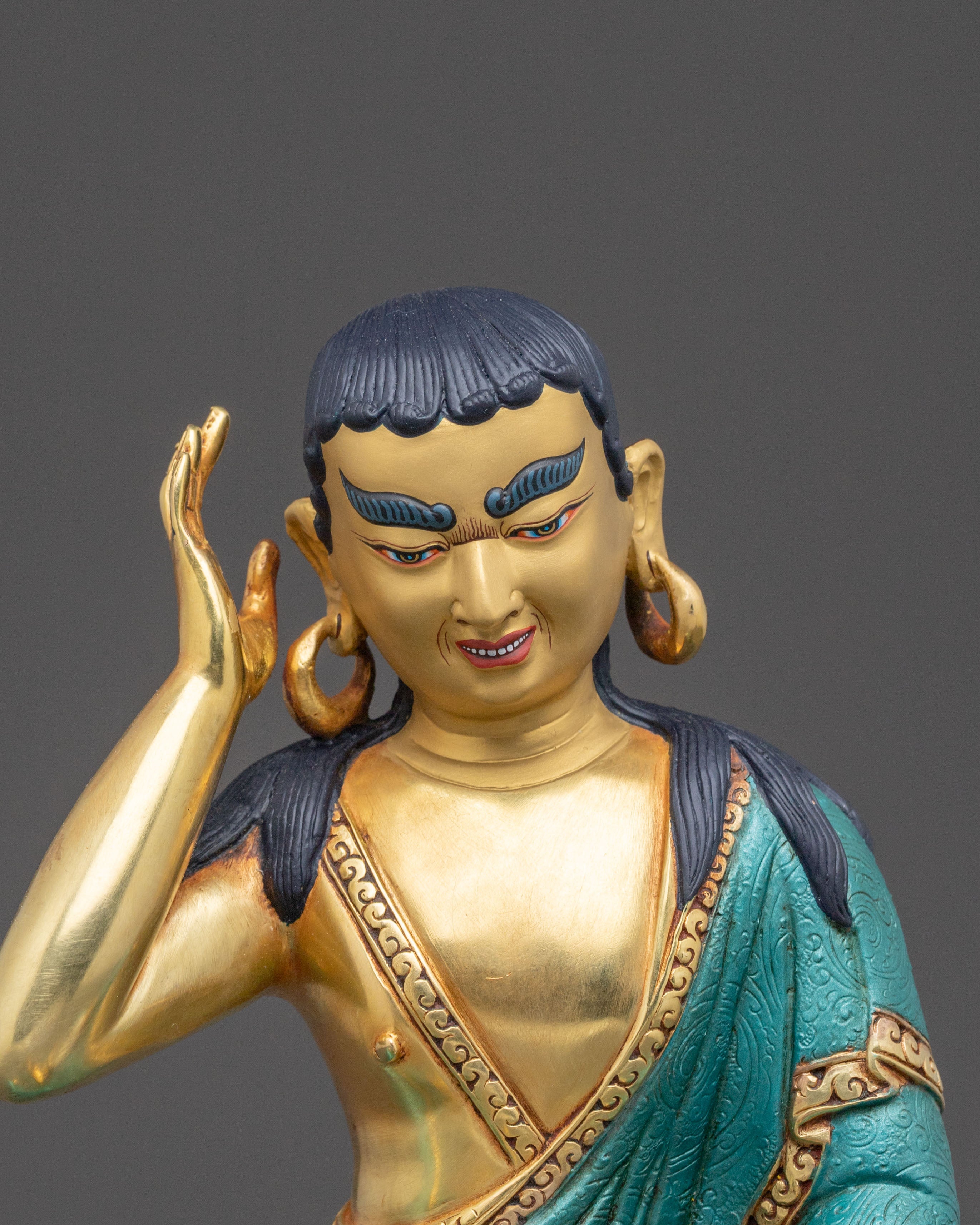 Tibetan Milarepa Buddhist Statue – 24K Gold Gilded Copper Statue