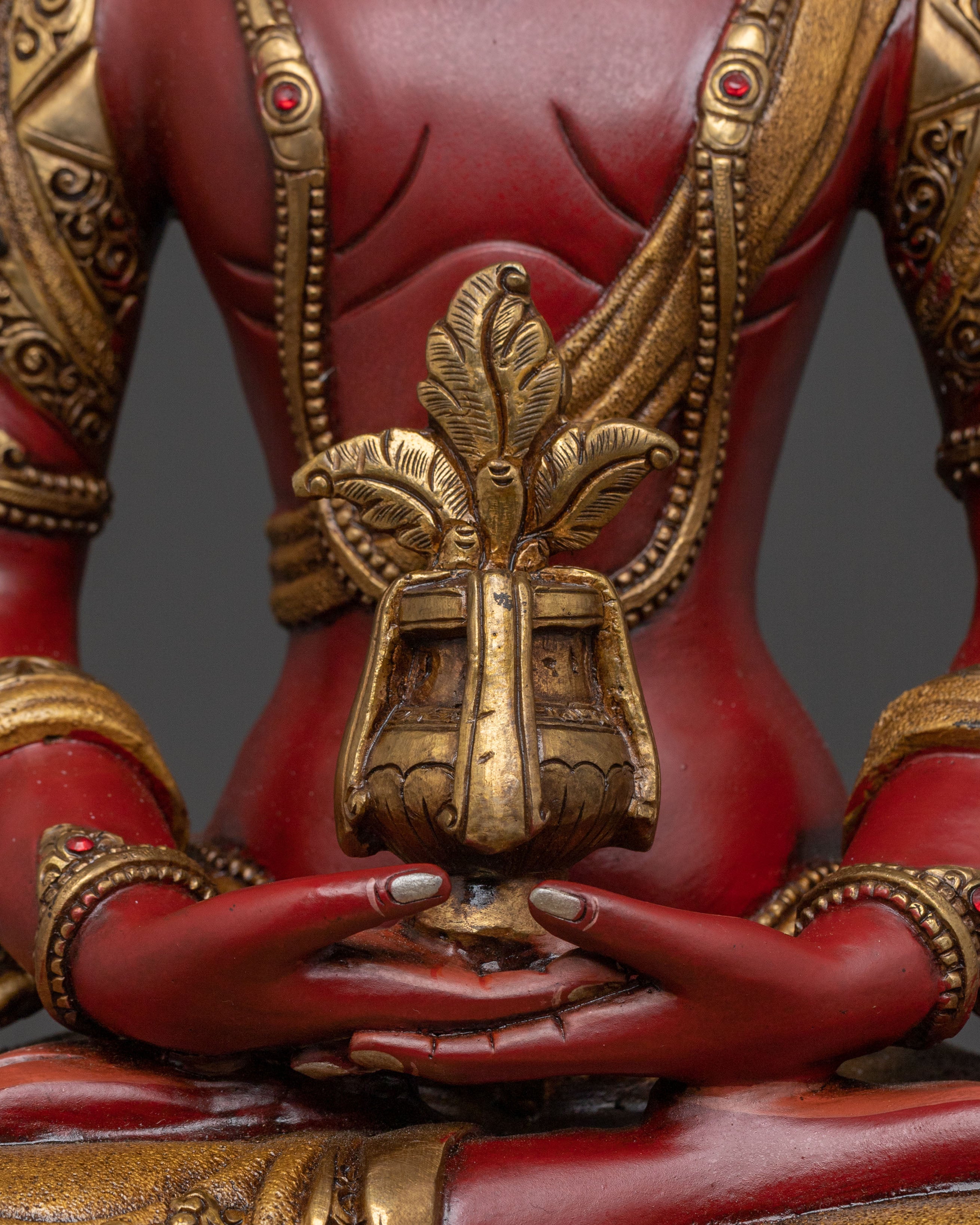 Amitayus Spiritual Statue | 24K Gold Gilded Buddhist Sculpture