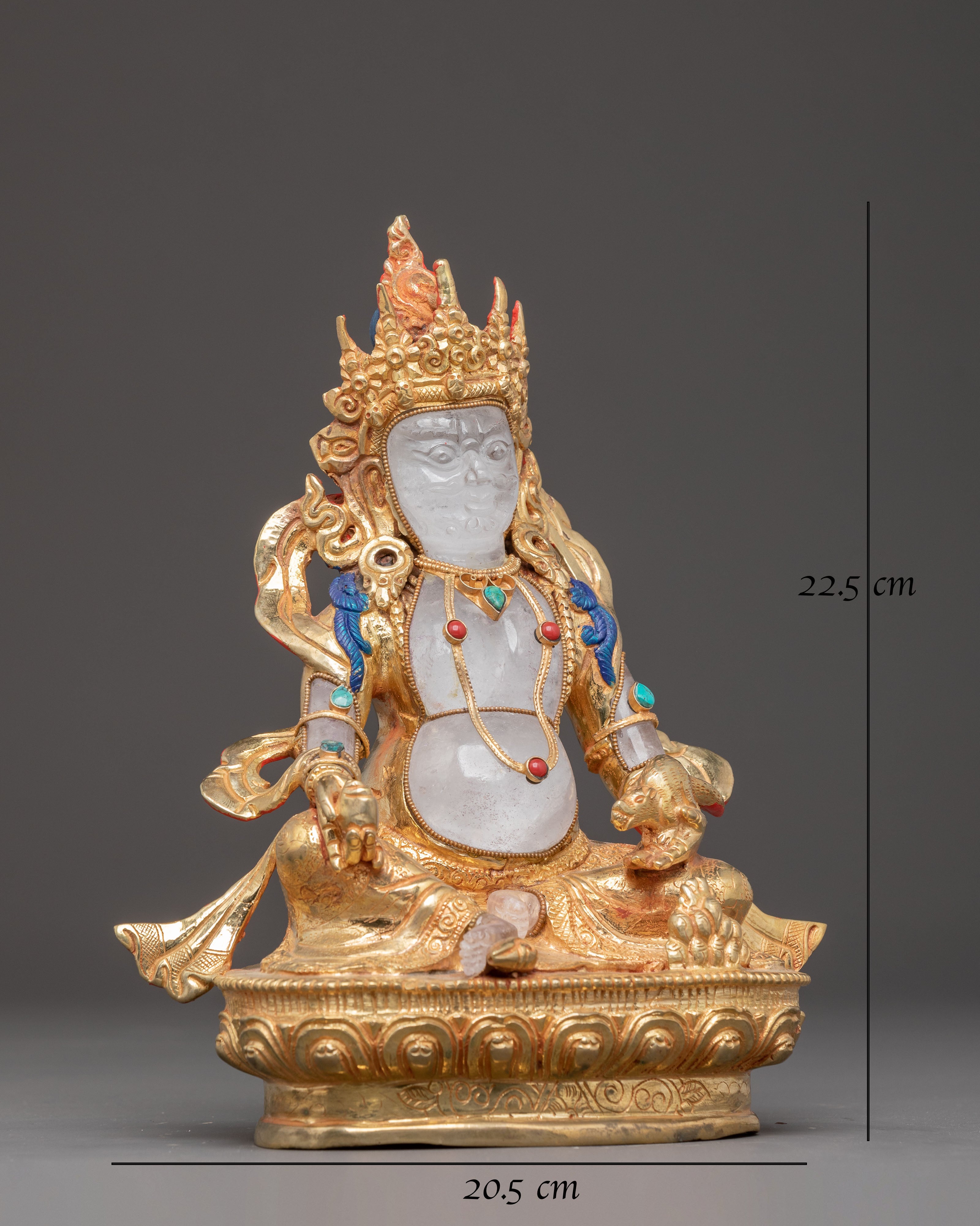Crystal Dzambhala Statue: Buddhist Deity of Wealth and Prosperity