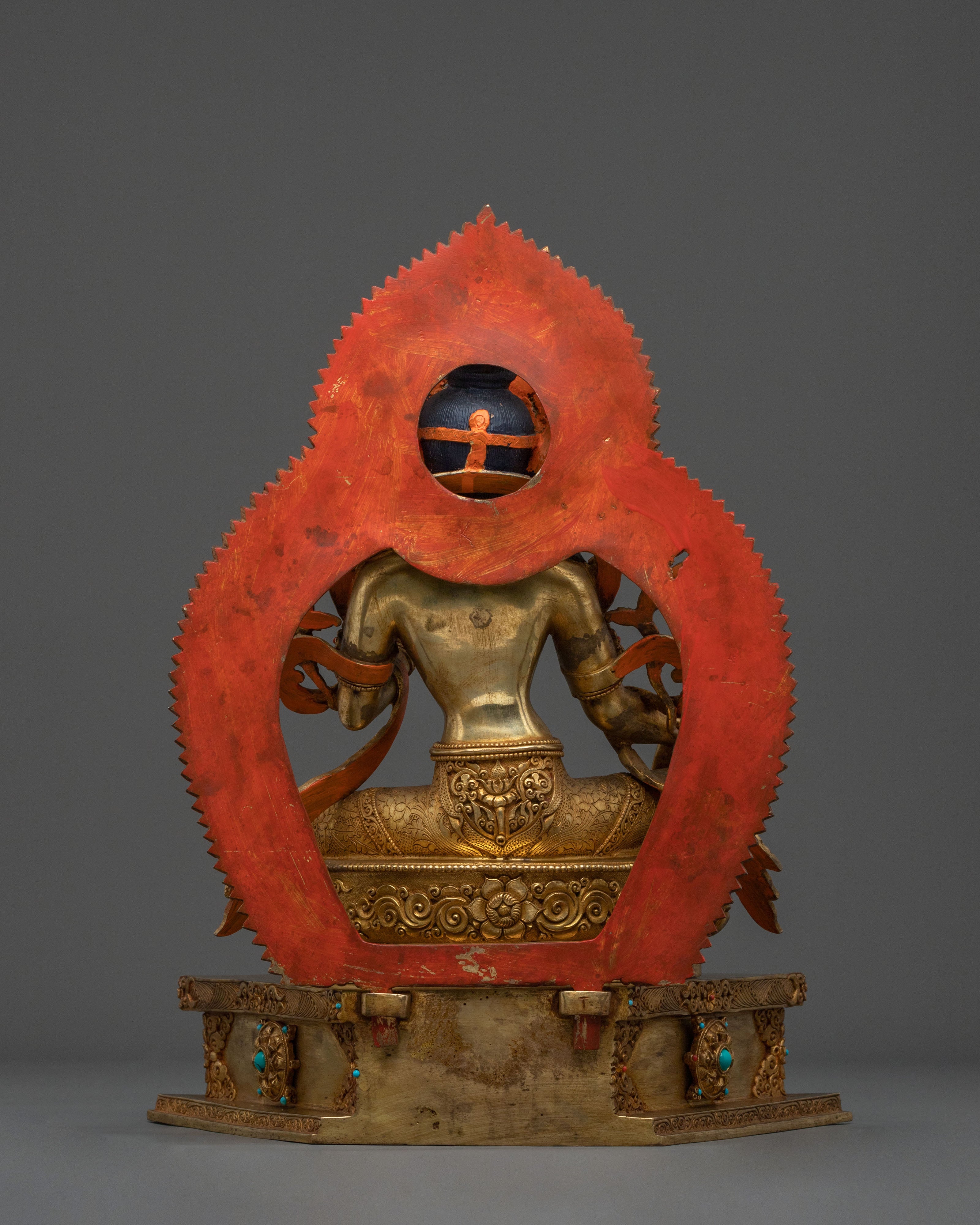 Green Tara Fire Gold Gilded Statue | Made in Nepal