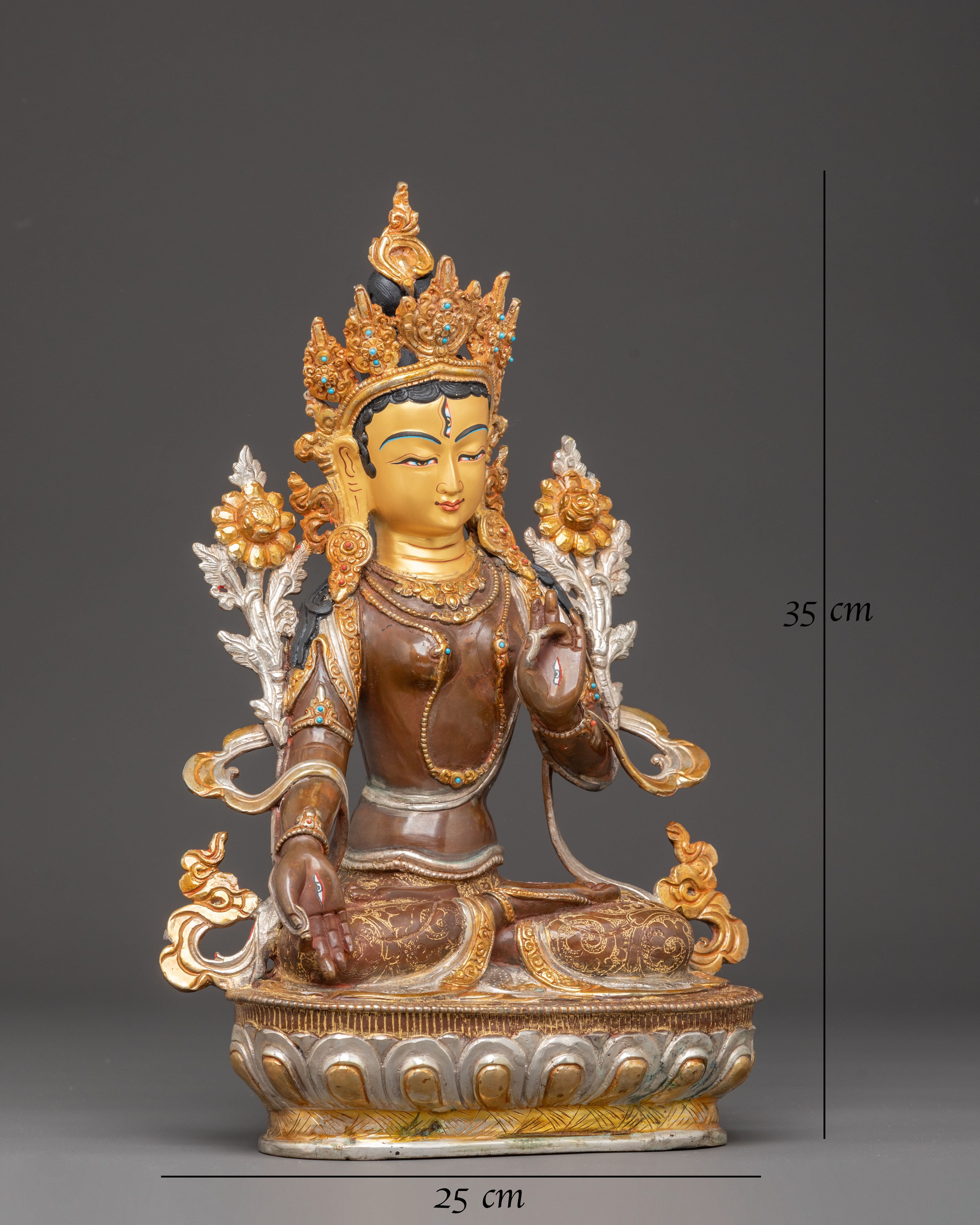 White Tara Golden Statue: Healing Deity of Tibetan Buddhism