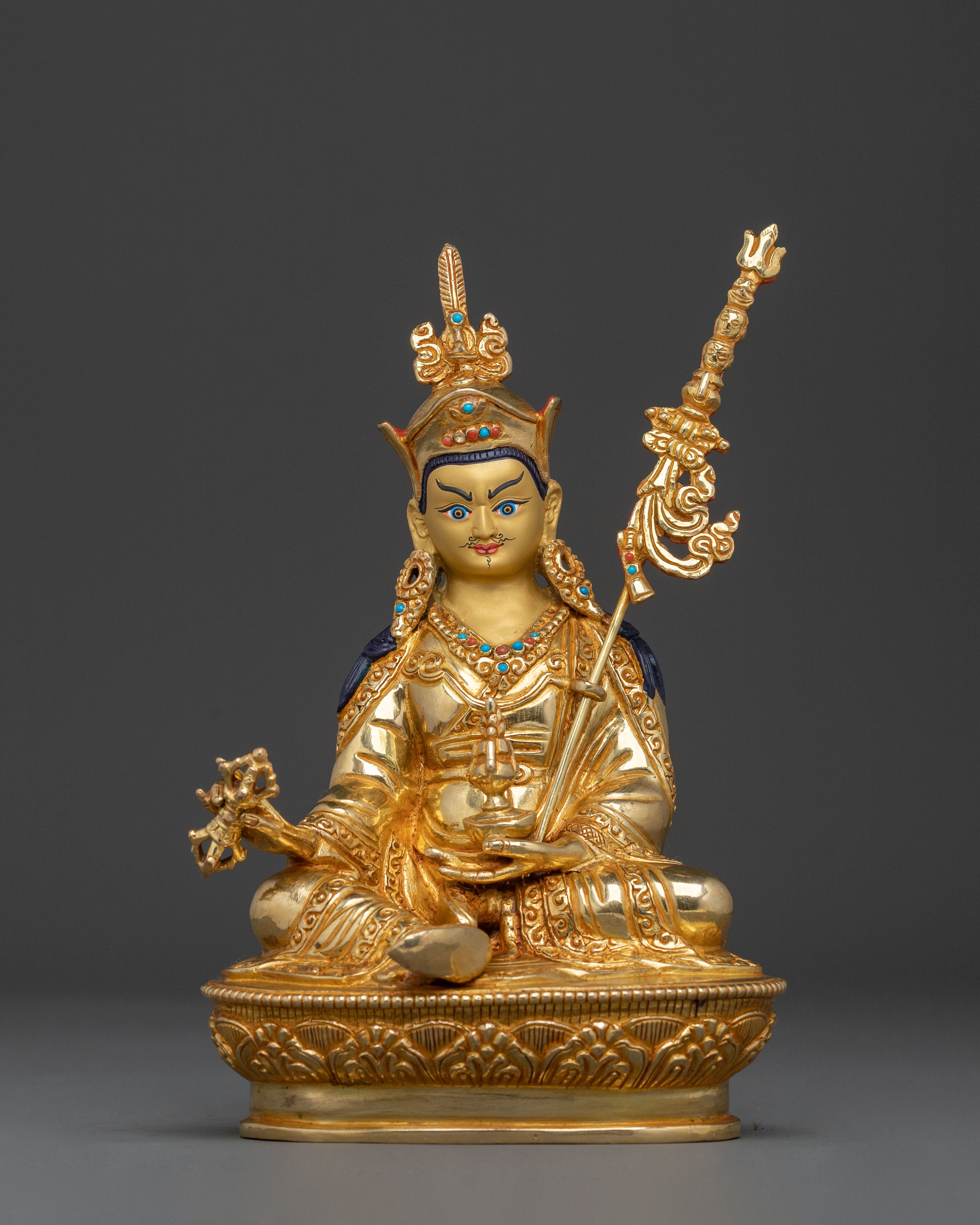 Guru Rinpoche 24k Gold Gilded Spiritual Sculpture