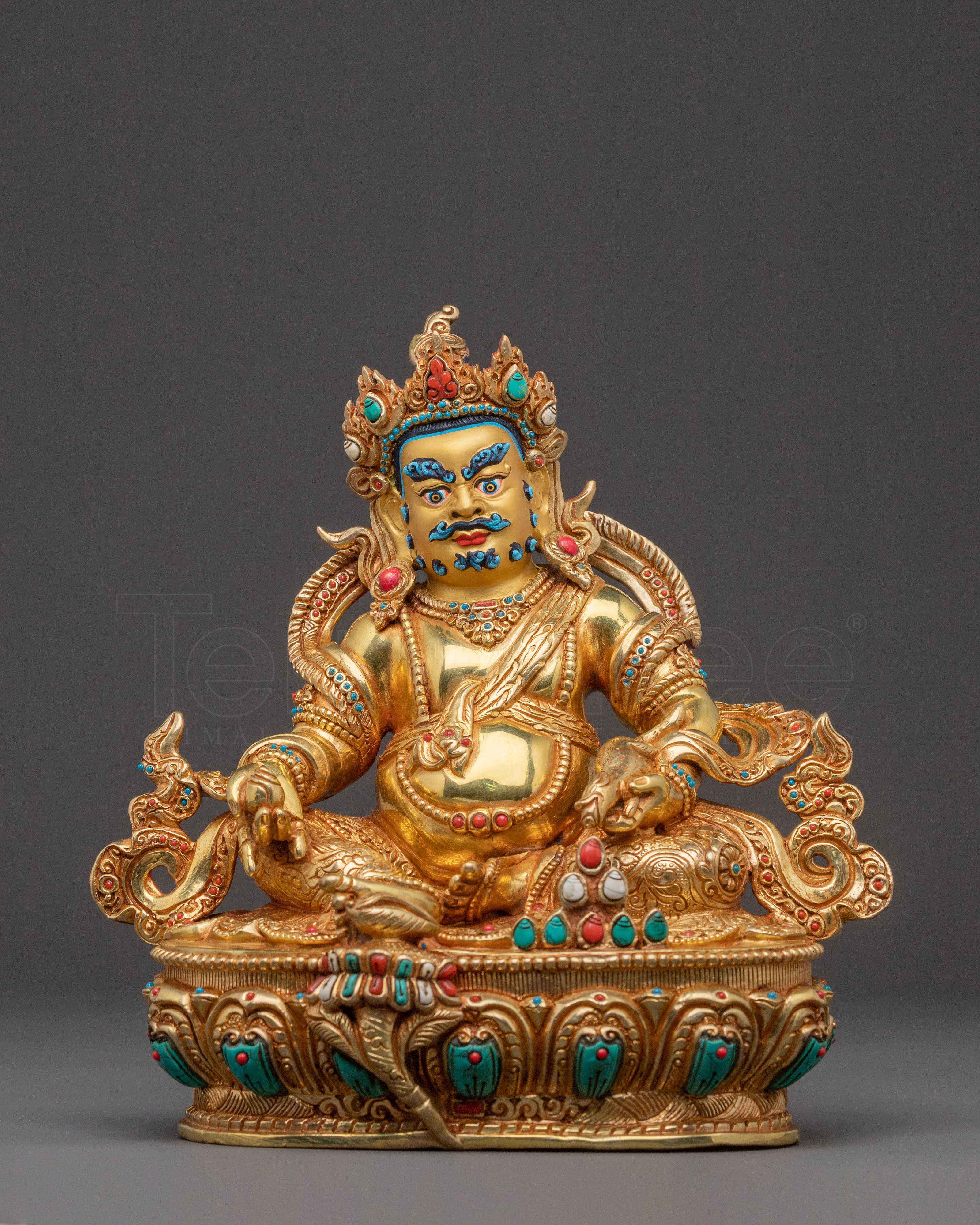 Blessed Statue Dzambhala: 24K Gold Gilded