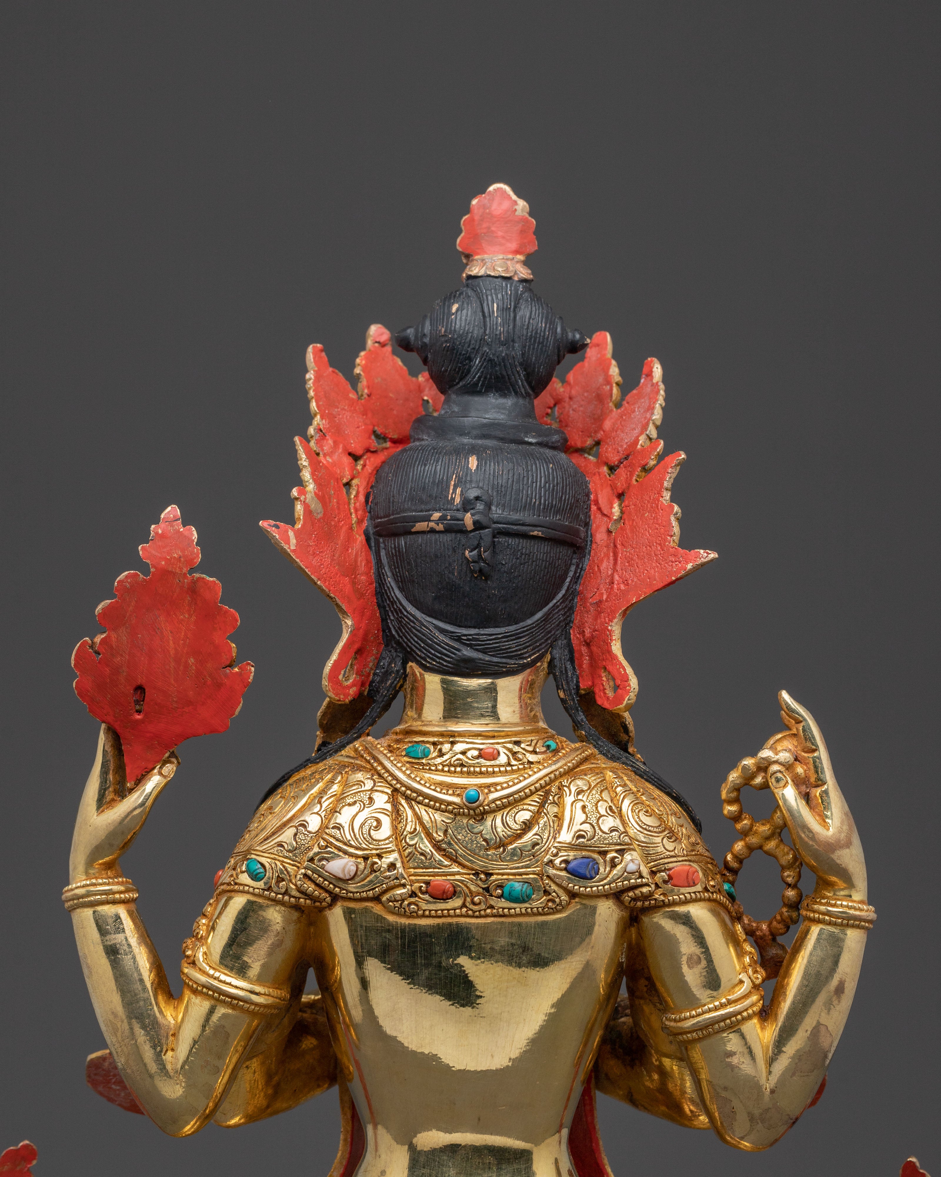 24K Gold Gilded Copper Chenrezig Statue | Patan Artistry