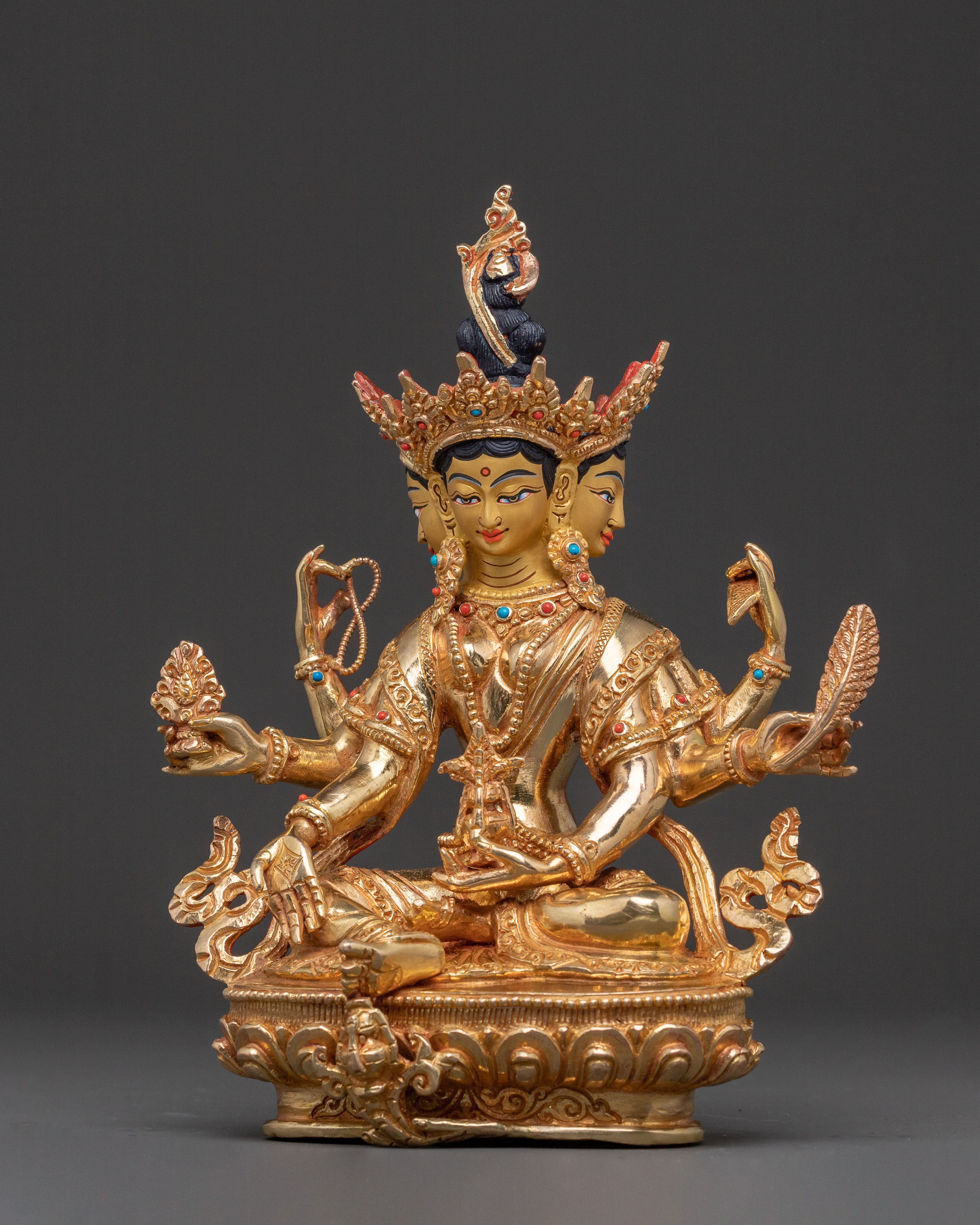Vasudhara Goddess Statue | 24K Gold Gilded Figure