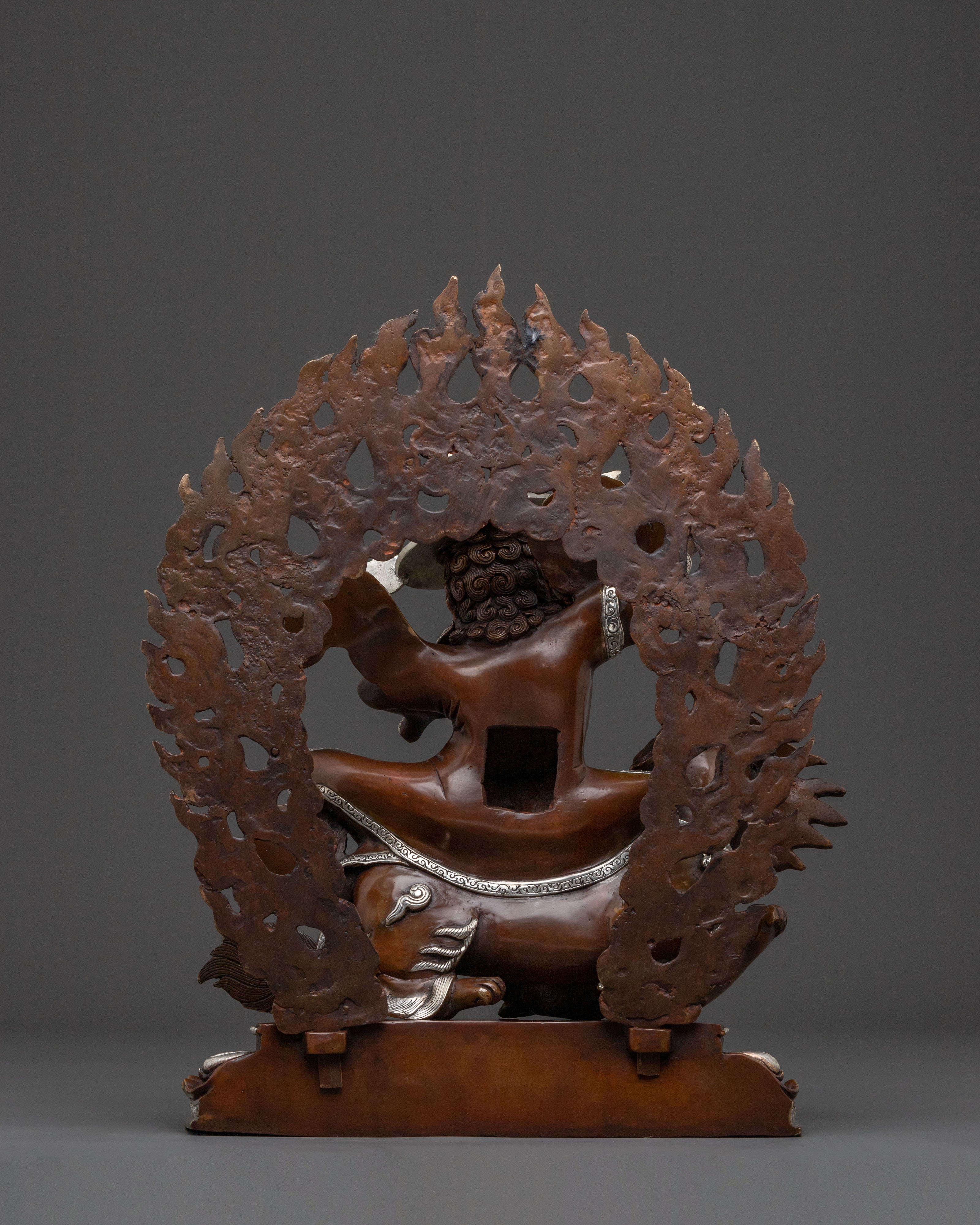 Three Nyingma Protectors Blessing Statue - Oxidized Silver Plated Statue