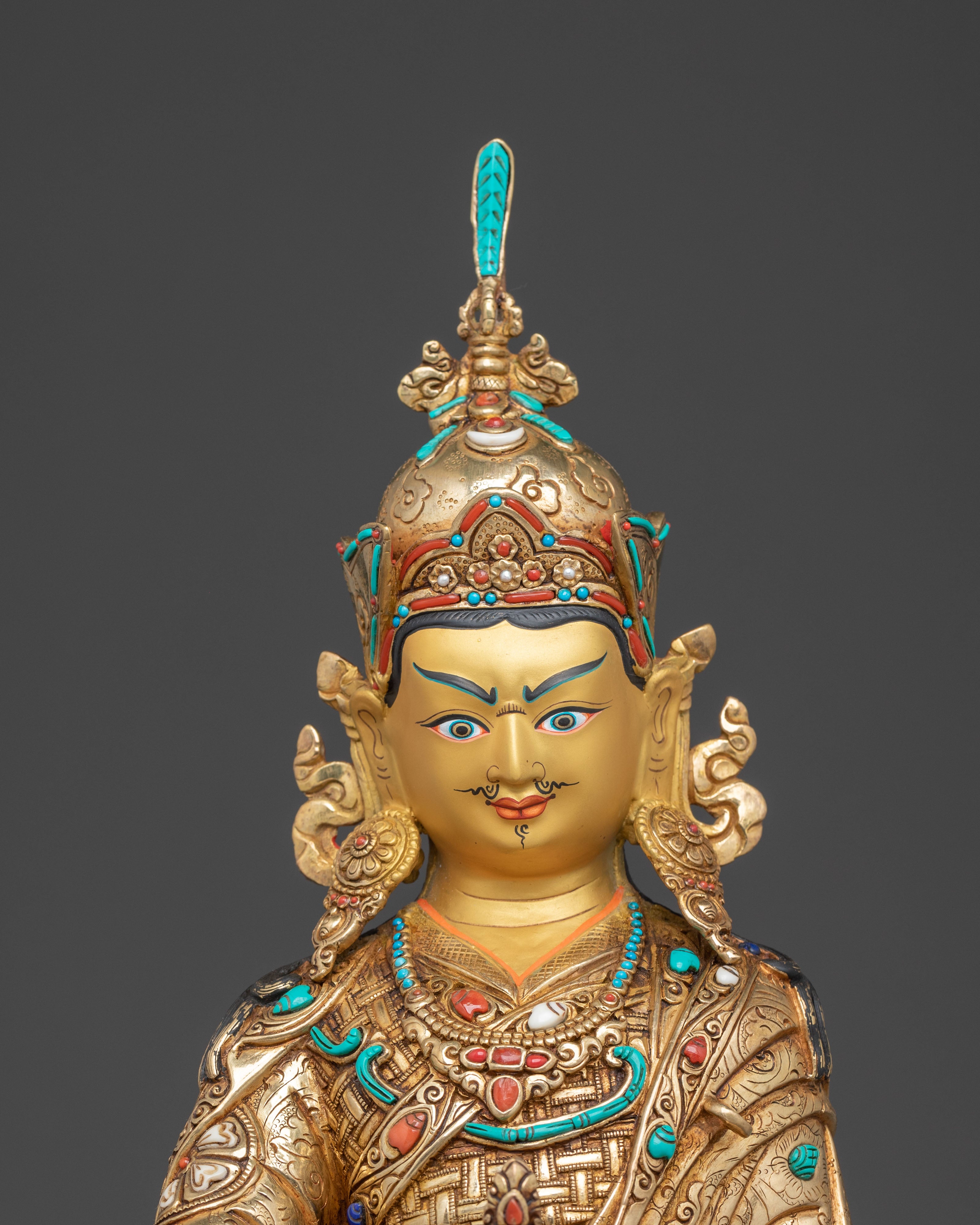 Guru Rinpoche Enlightened Statue: 24K Gold Gilded