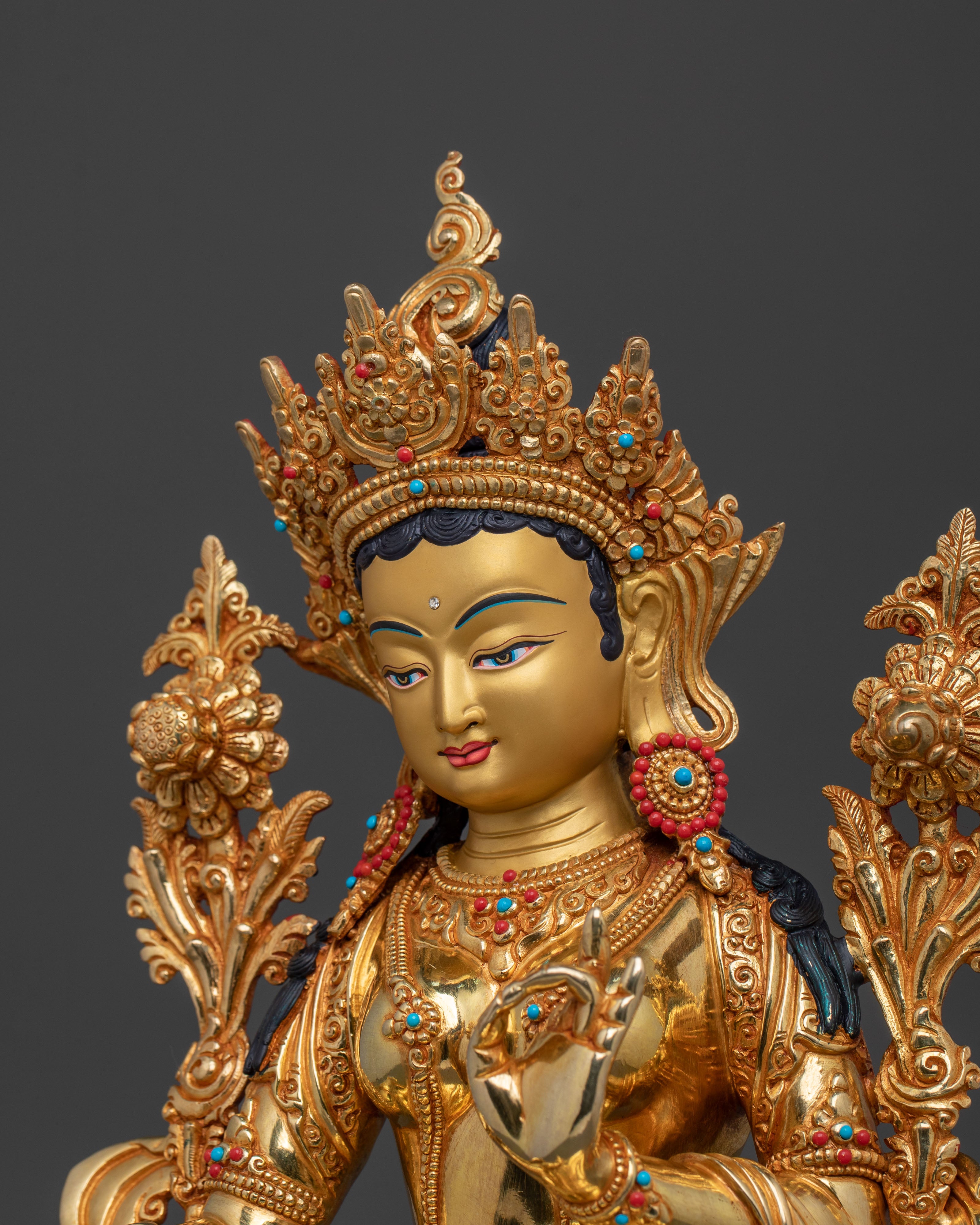Handmade Green Tara Buddhist Goddess Statue