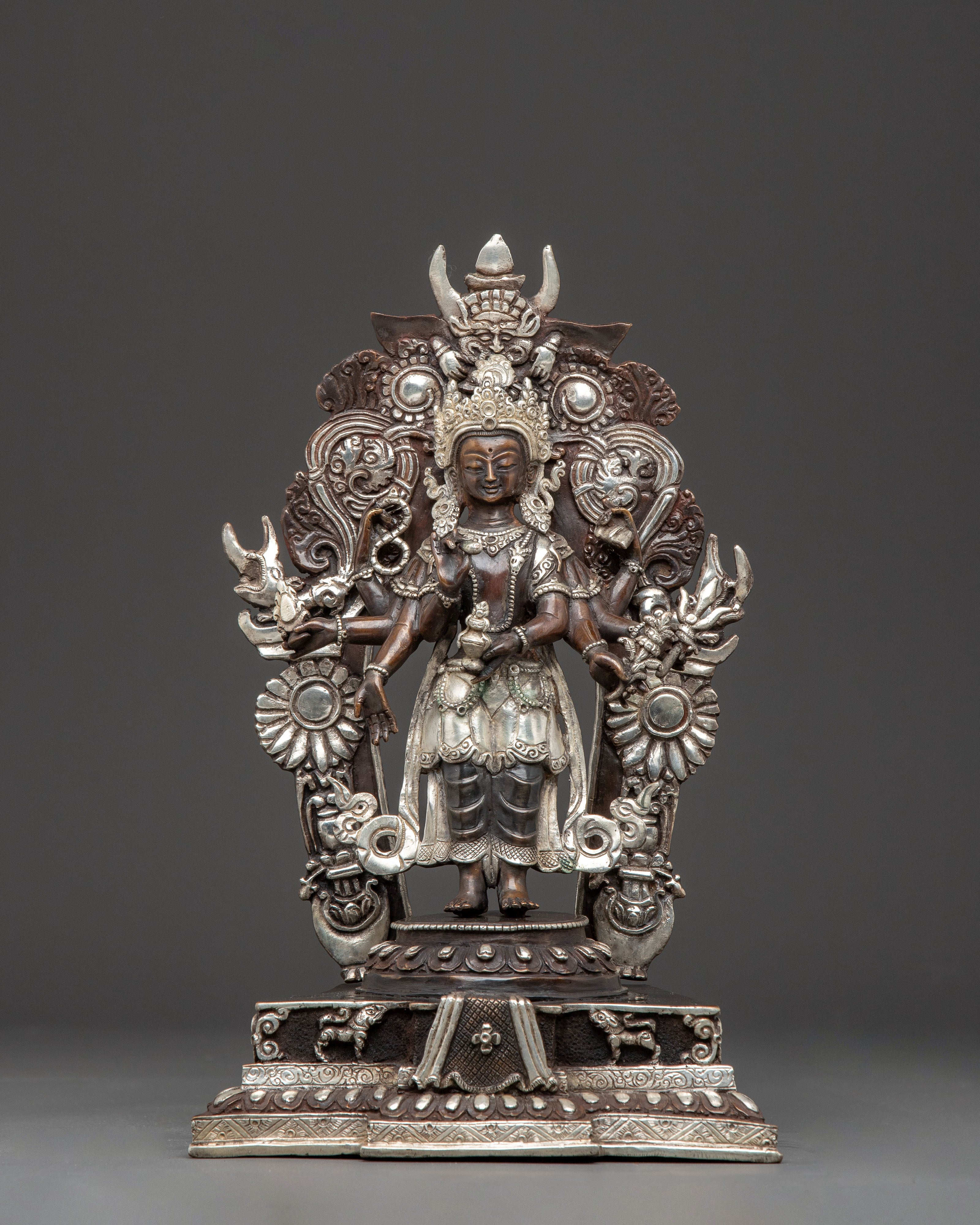 Traditional Oxidized Copper Body Statue of Lokeshwor