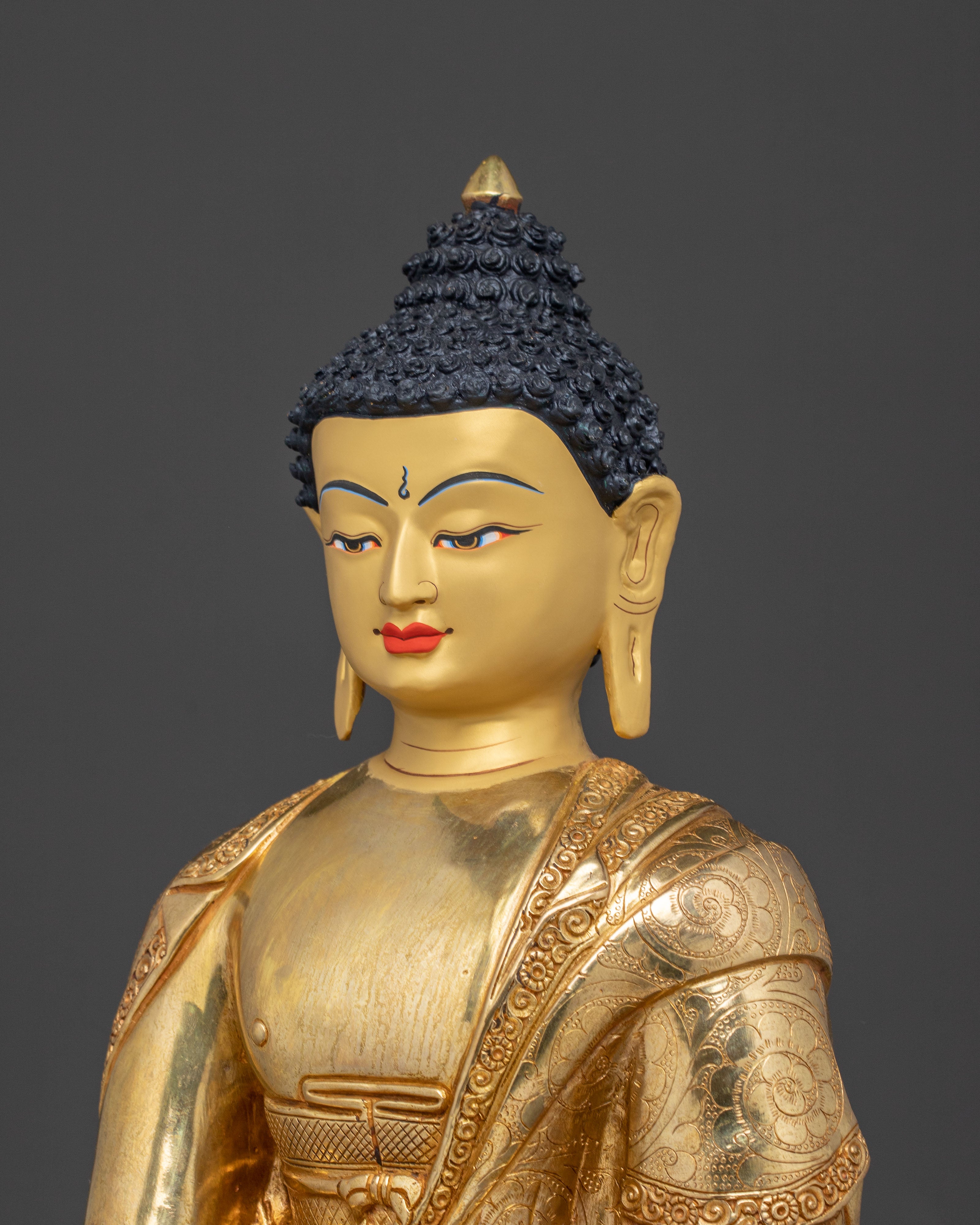 Handcrafted Divine Shakyamuni Buddha Statue: 24K Gold Gilded Serenity