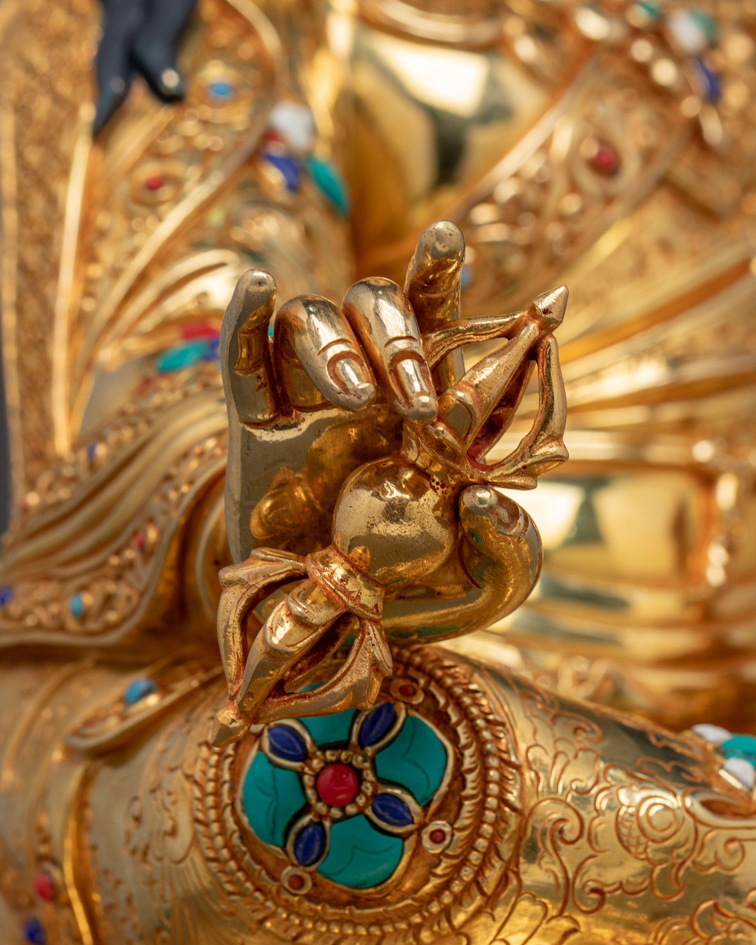 Guru Rinpoche Golden Statue | Traditional Figure