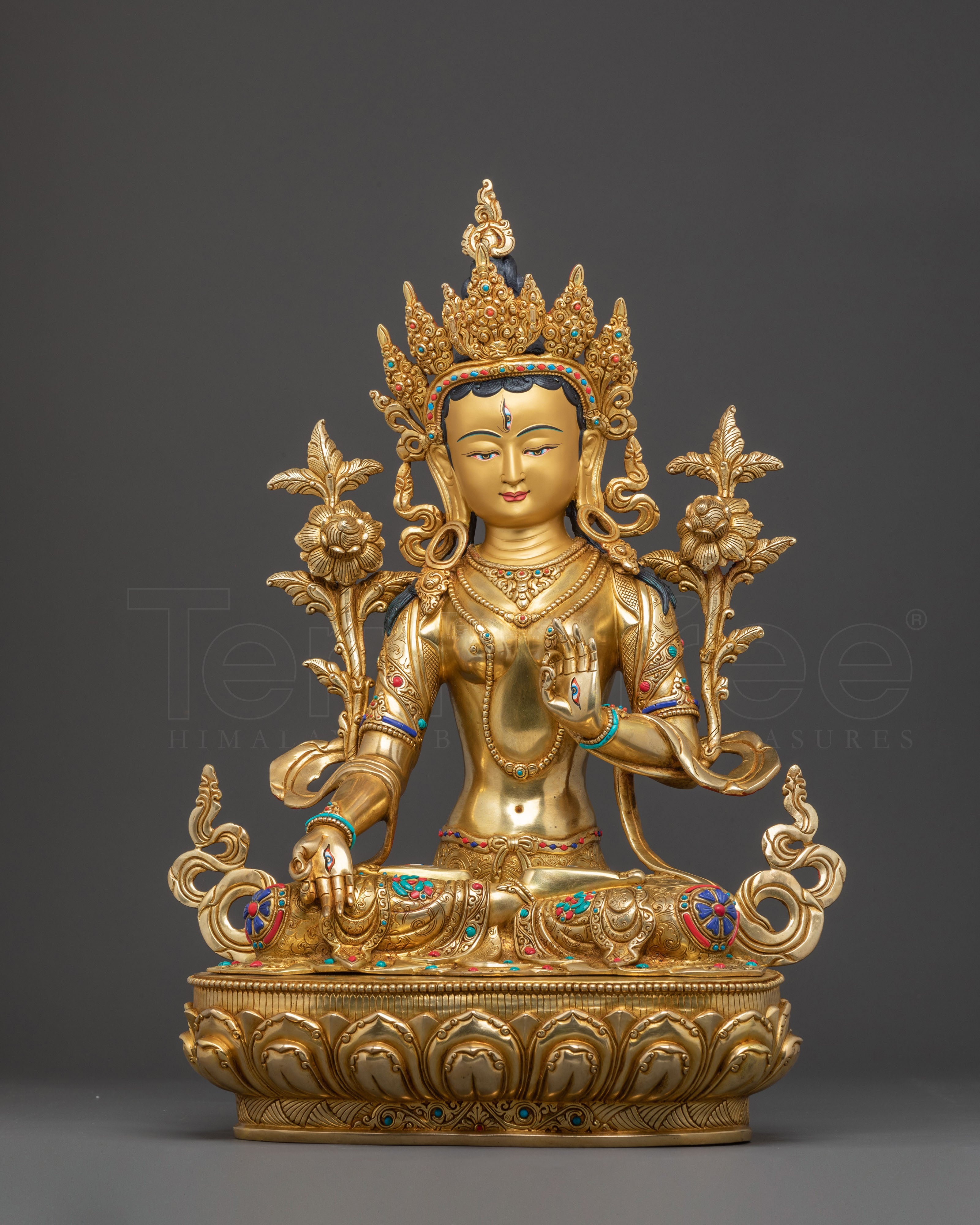 White Tara Divine Statue | Hand-Gilded Copper