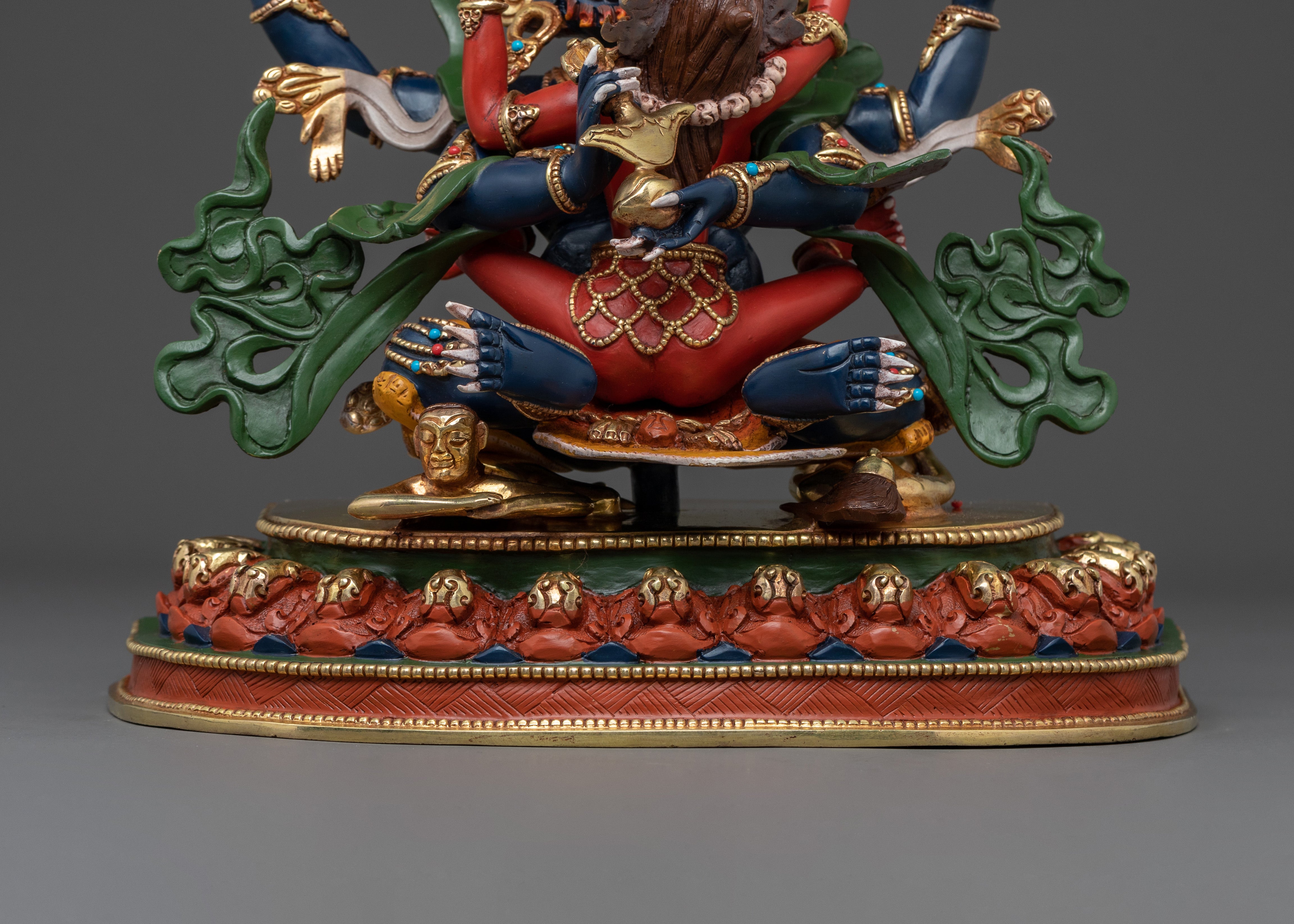 Chaturbhuja Mahakala Sculpture with Consort | Home Decor