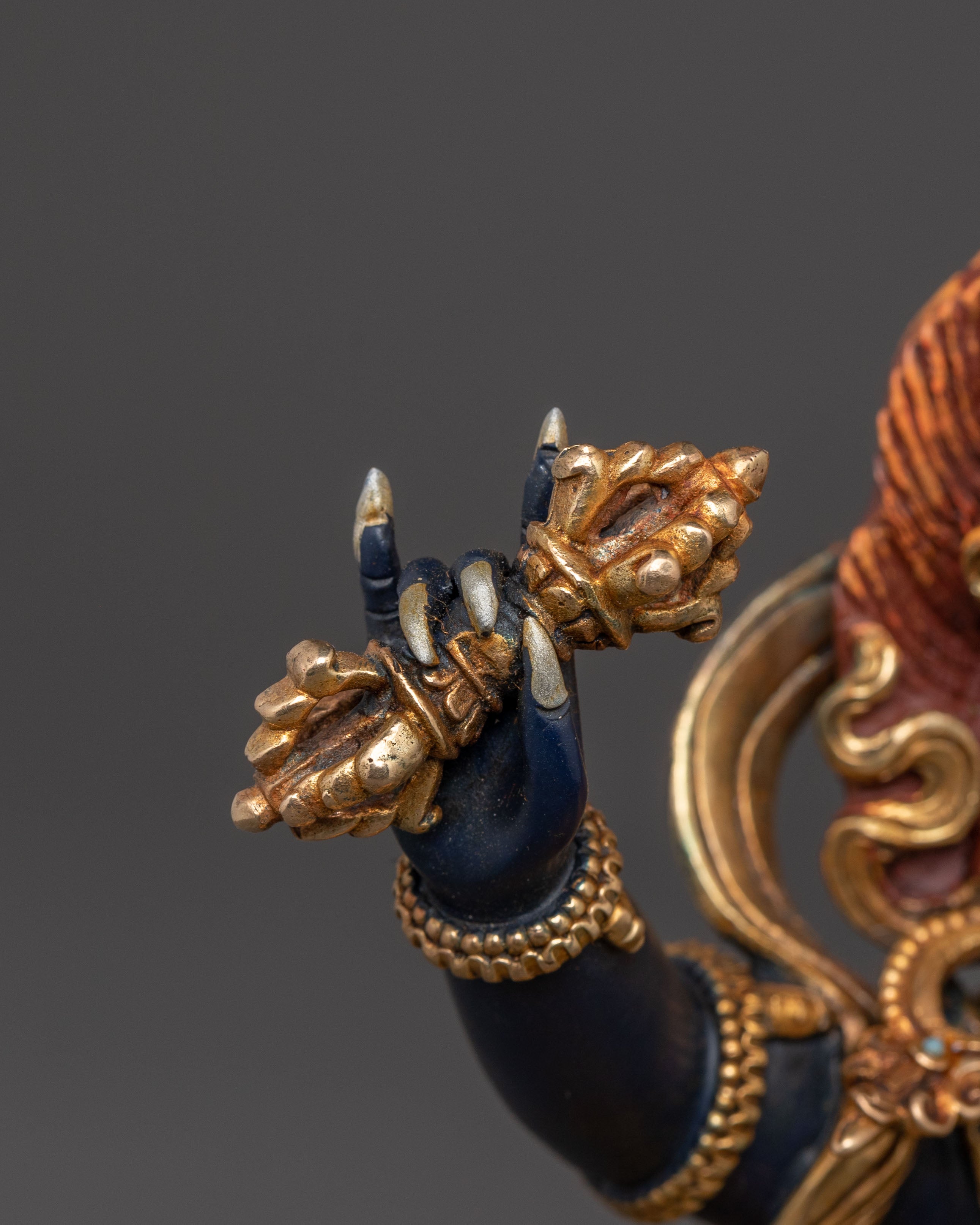 Handcrafted Divine Statue of Vajrapani: Exquisite Copper Protector