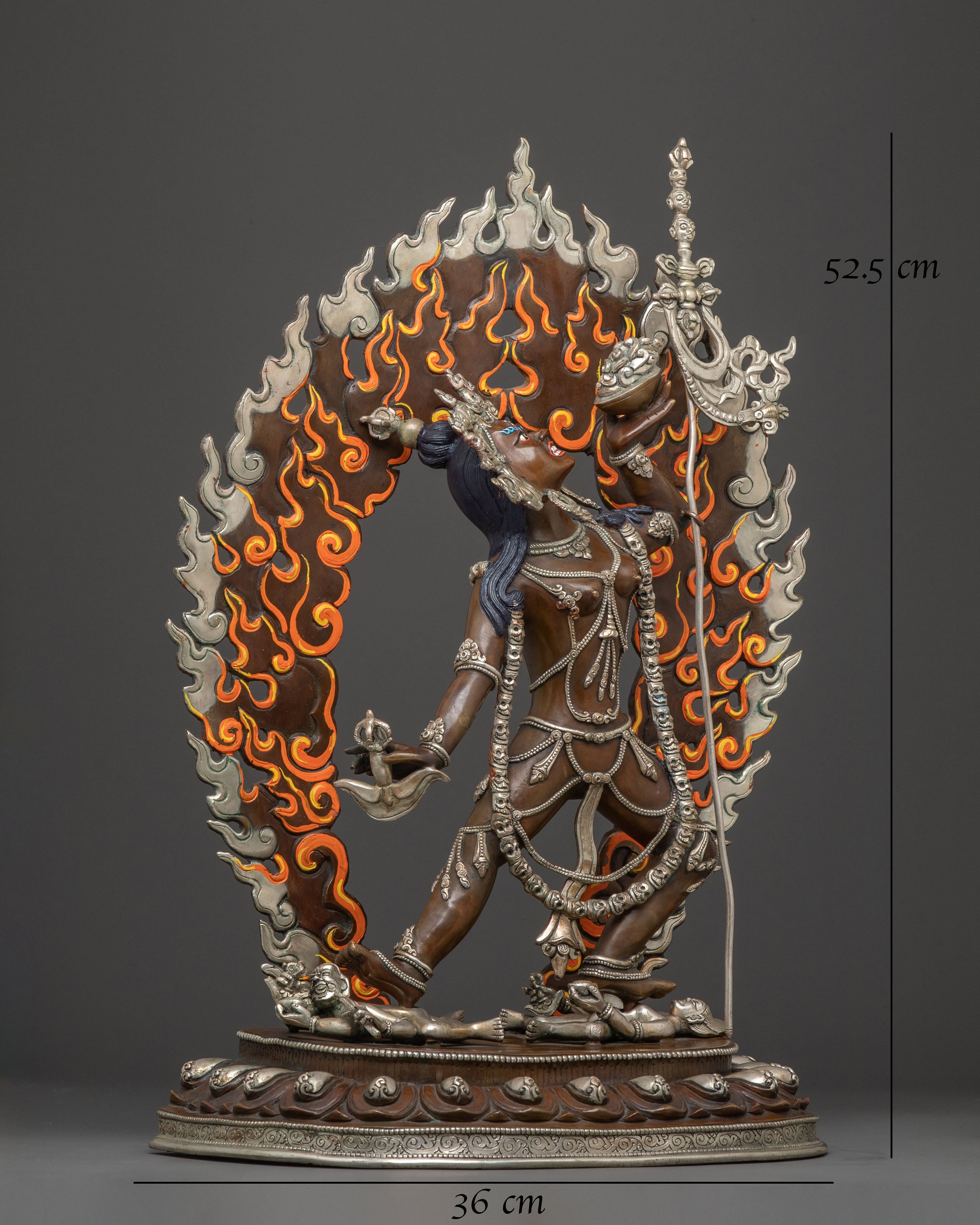 Handcrafted Vajrayogini Spiritual Statue: Radiant Silver Plating