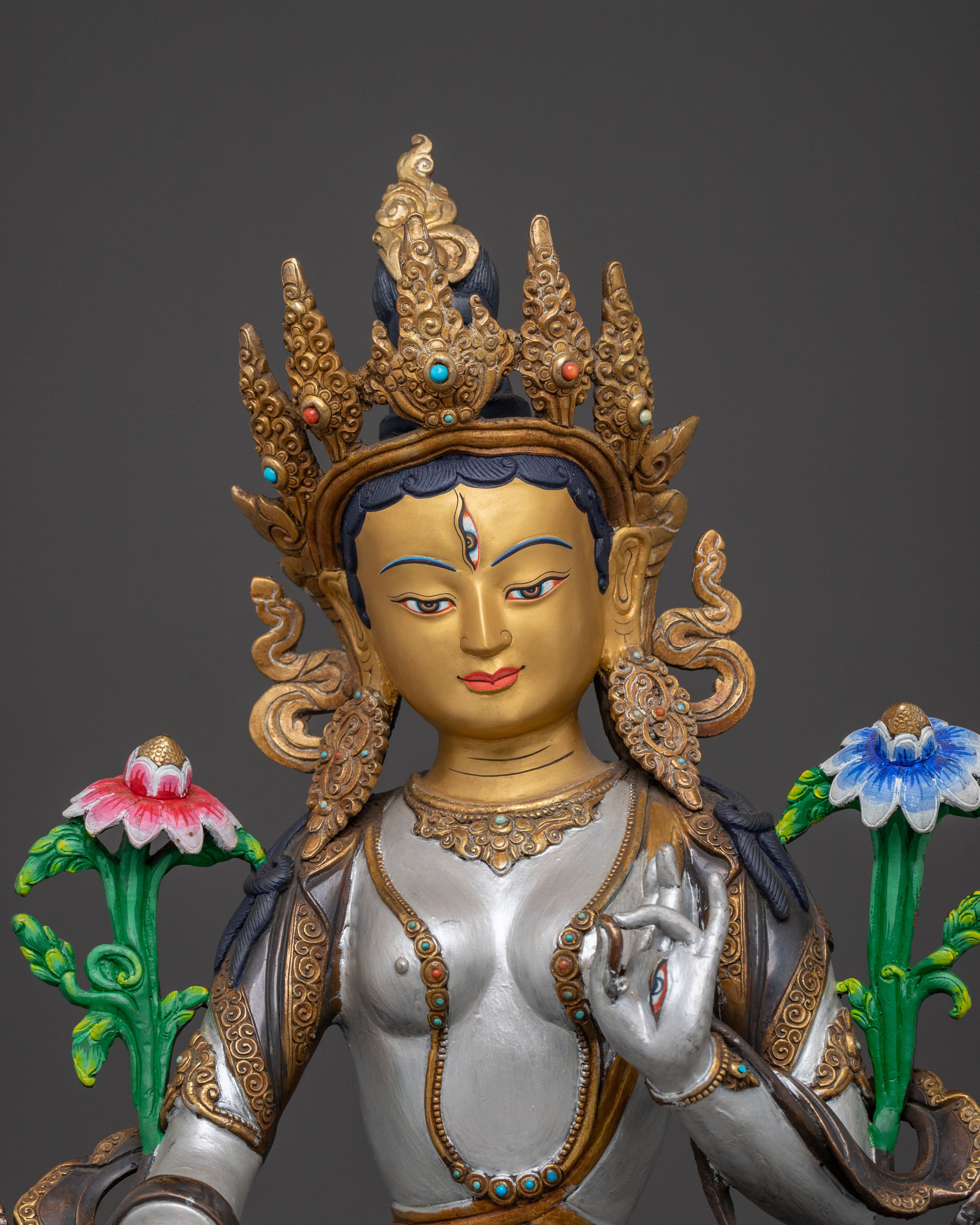 Statue of Seven Eyed White Tara Protector: Goddess of Healing