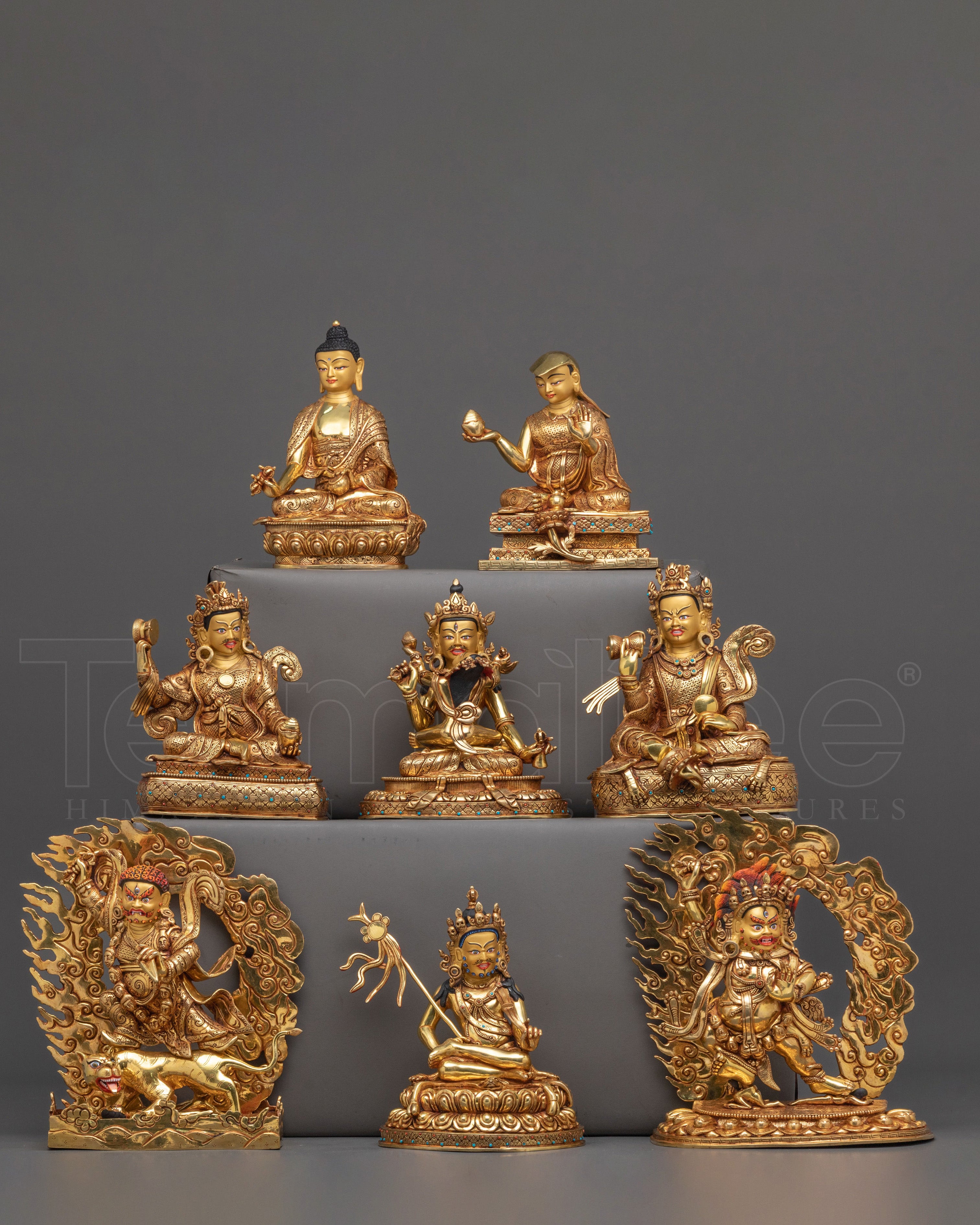 8 Manifestation of Guru Rinpoche Set with 24k Gold Glided