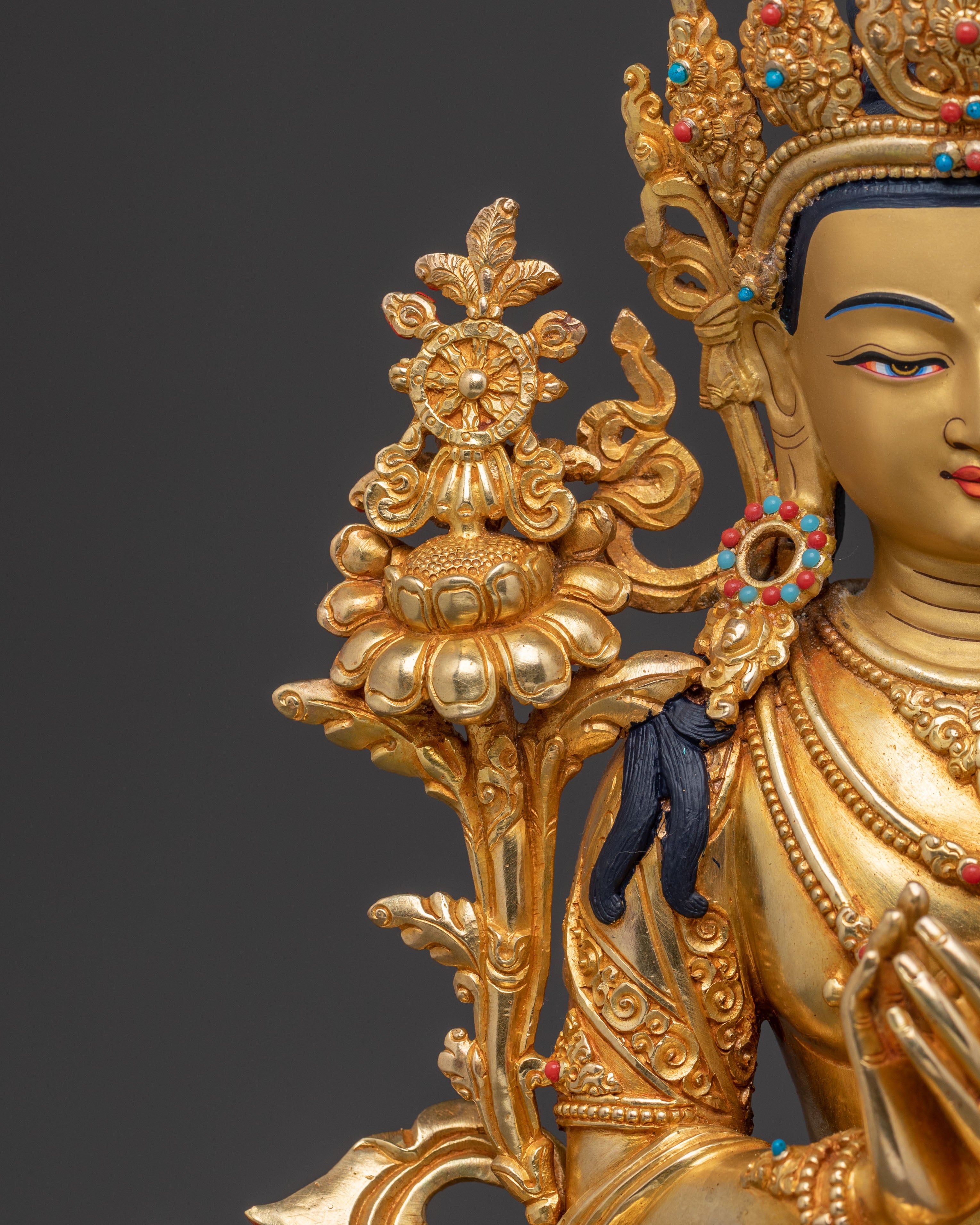 Maitreya Buddha Spiritual Statue | 24K Gold Gilded Figure