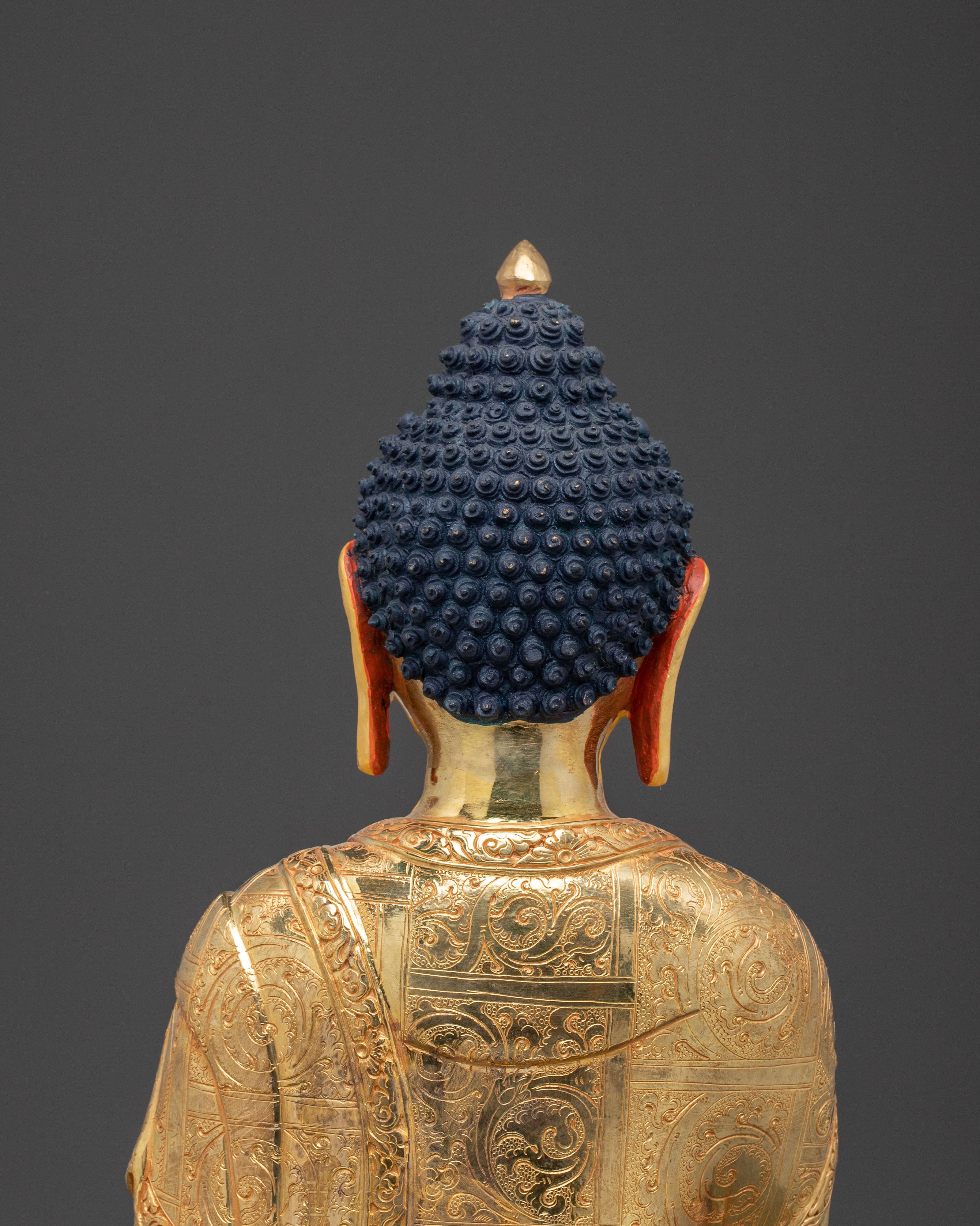 Shakyamuni Buddha Sacred Sculpture – Handcrafted Gold Gilded Statue