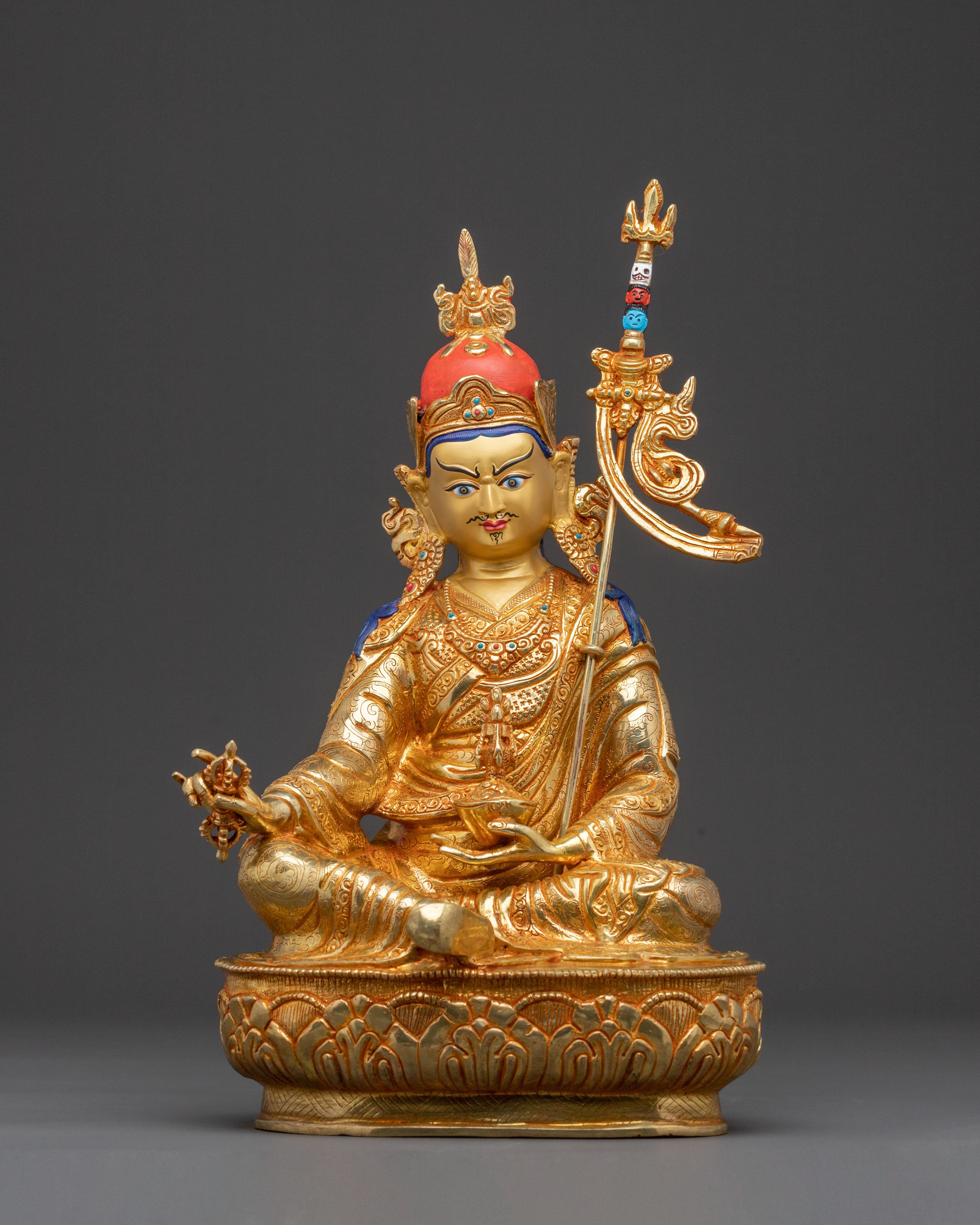 24k Gold Gilded Guru Rinpoche Spiritual Statue