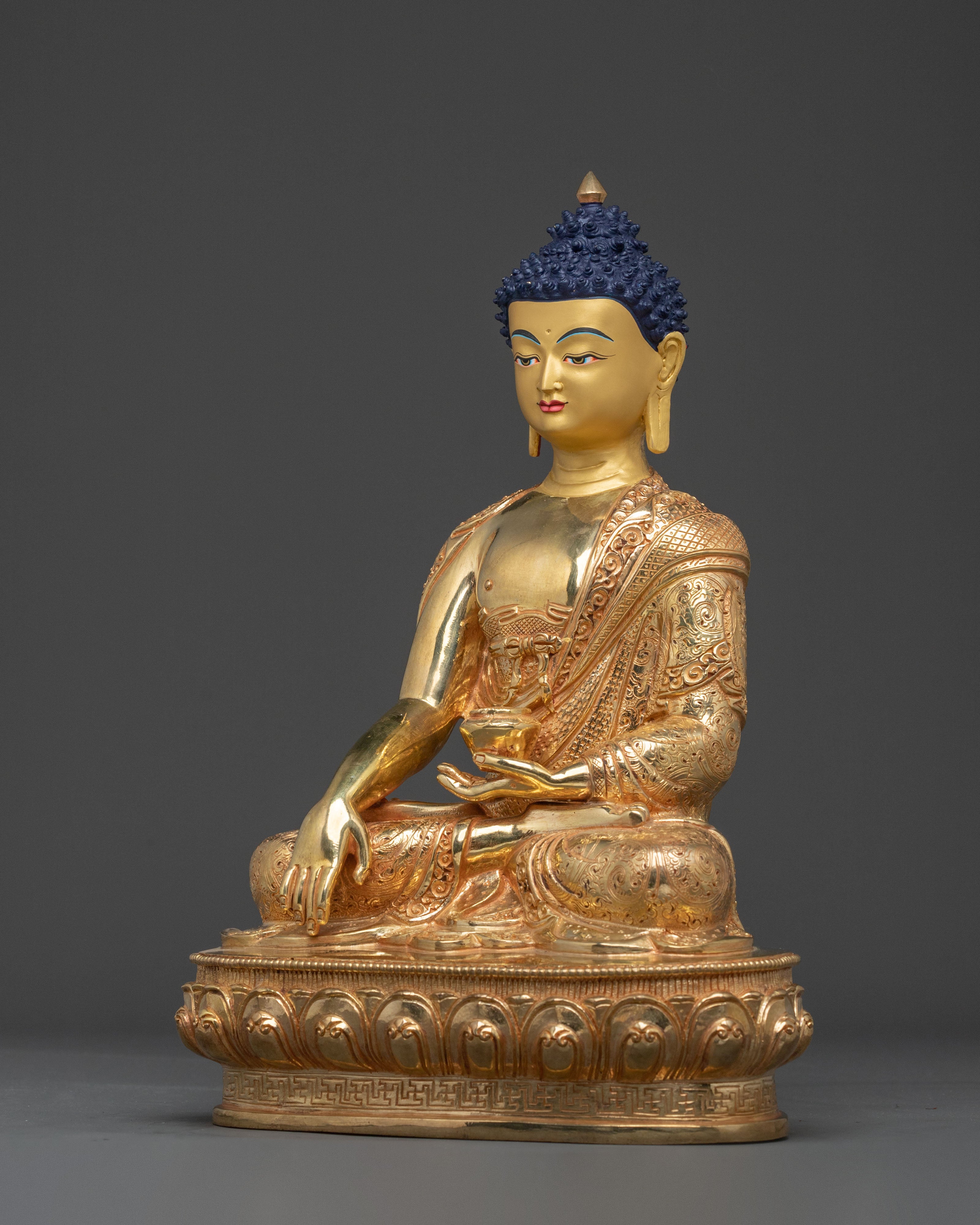 Buddhist Icon Shakyamuni Buddha: 24K Gold Gilded