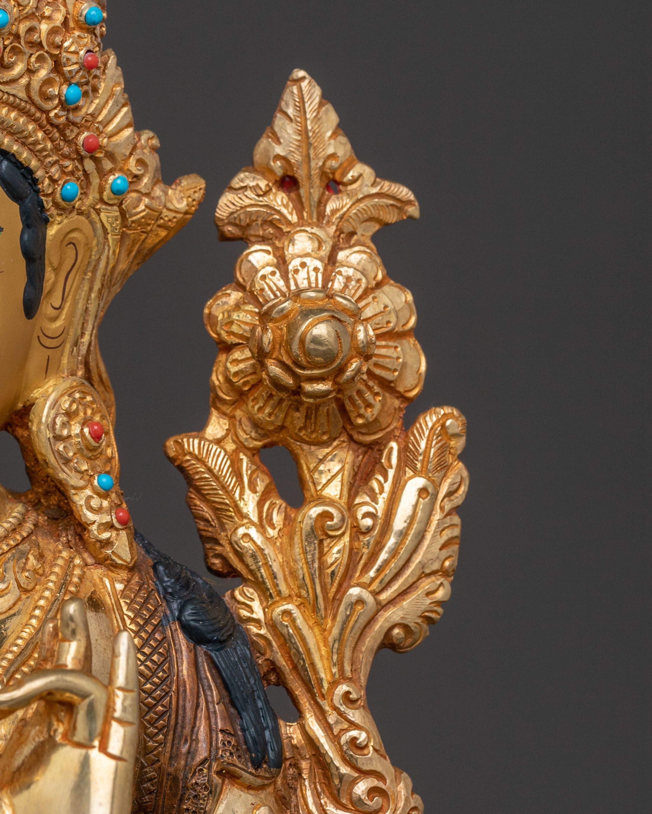 Green Tara: 24K Gold Gilded Statue
