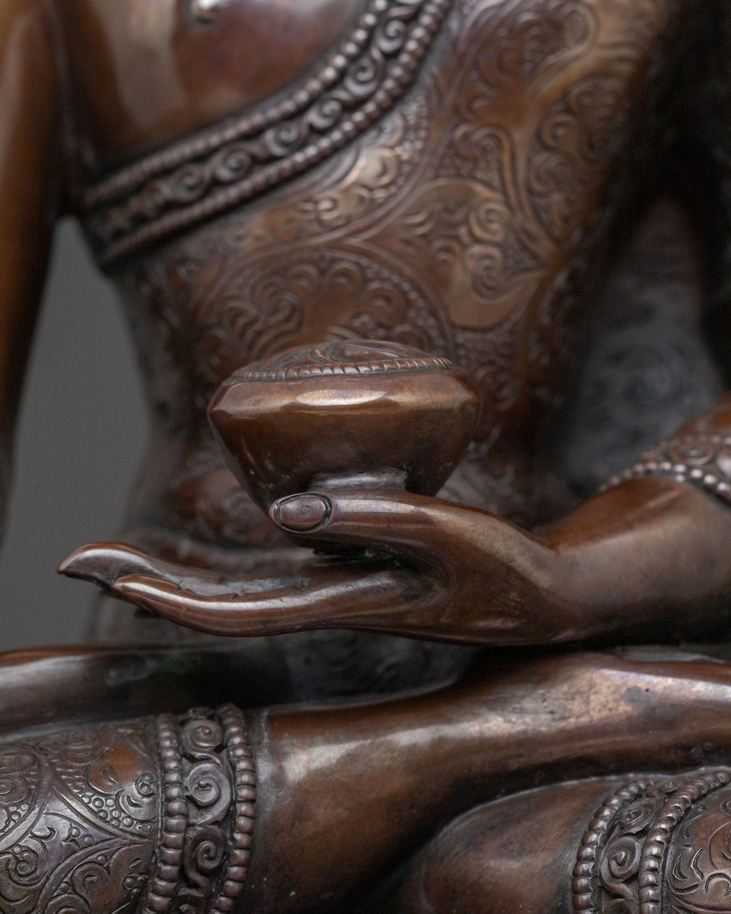 Shakyamuni Buddha Meditation Statue in Oxidized Copper